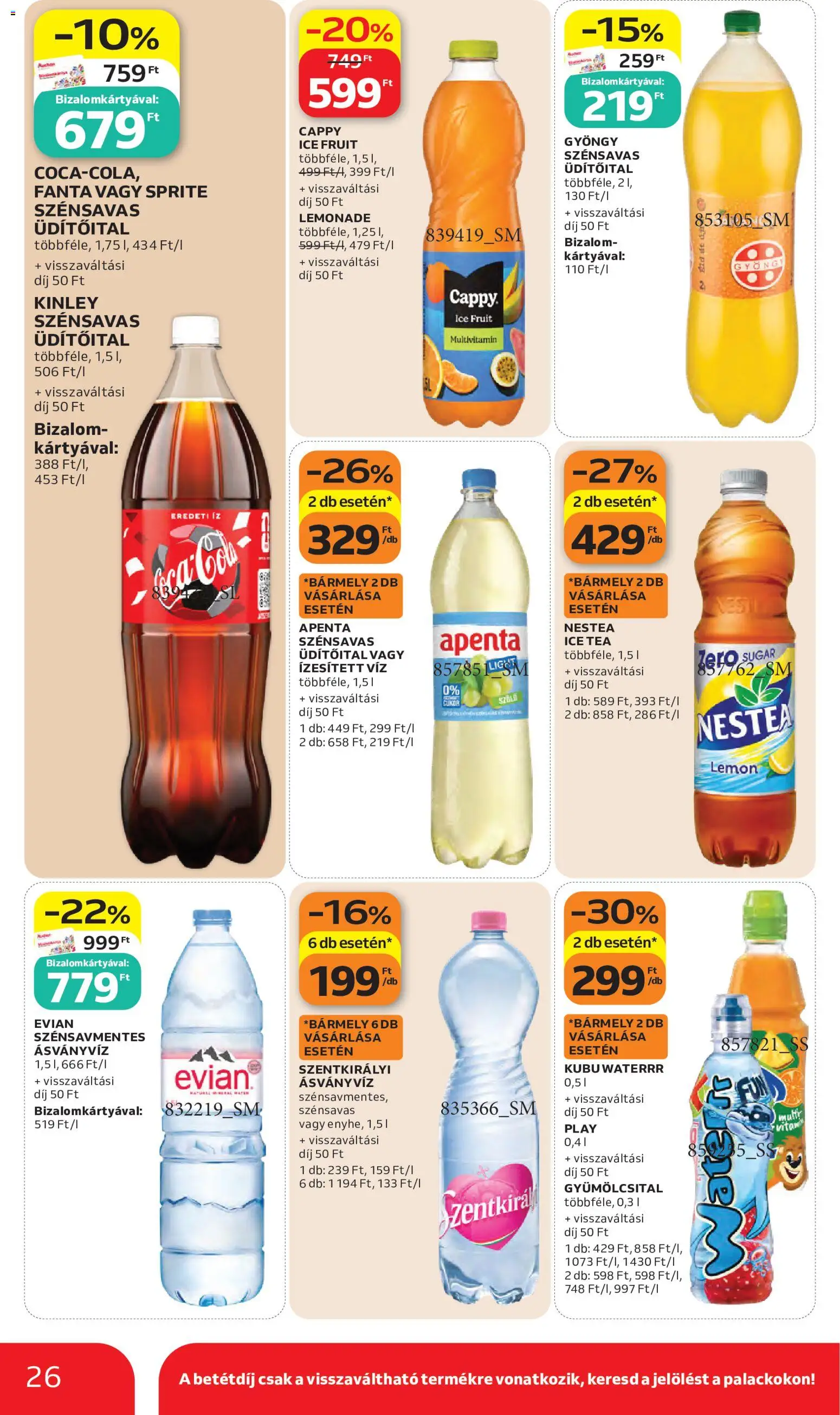Auchan akciós ujság - amely érvényes a következő dátumtól: 28.05.2026 | Oldal: 26 | Termékek: Ásványvíz, Tea, Multivitamin, Cukor