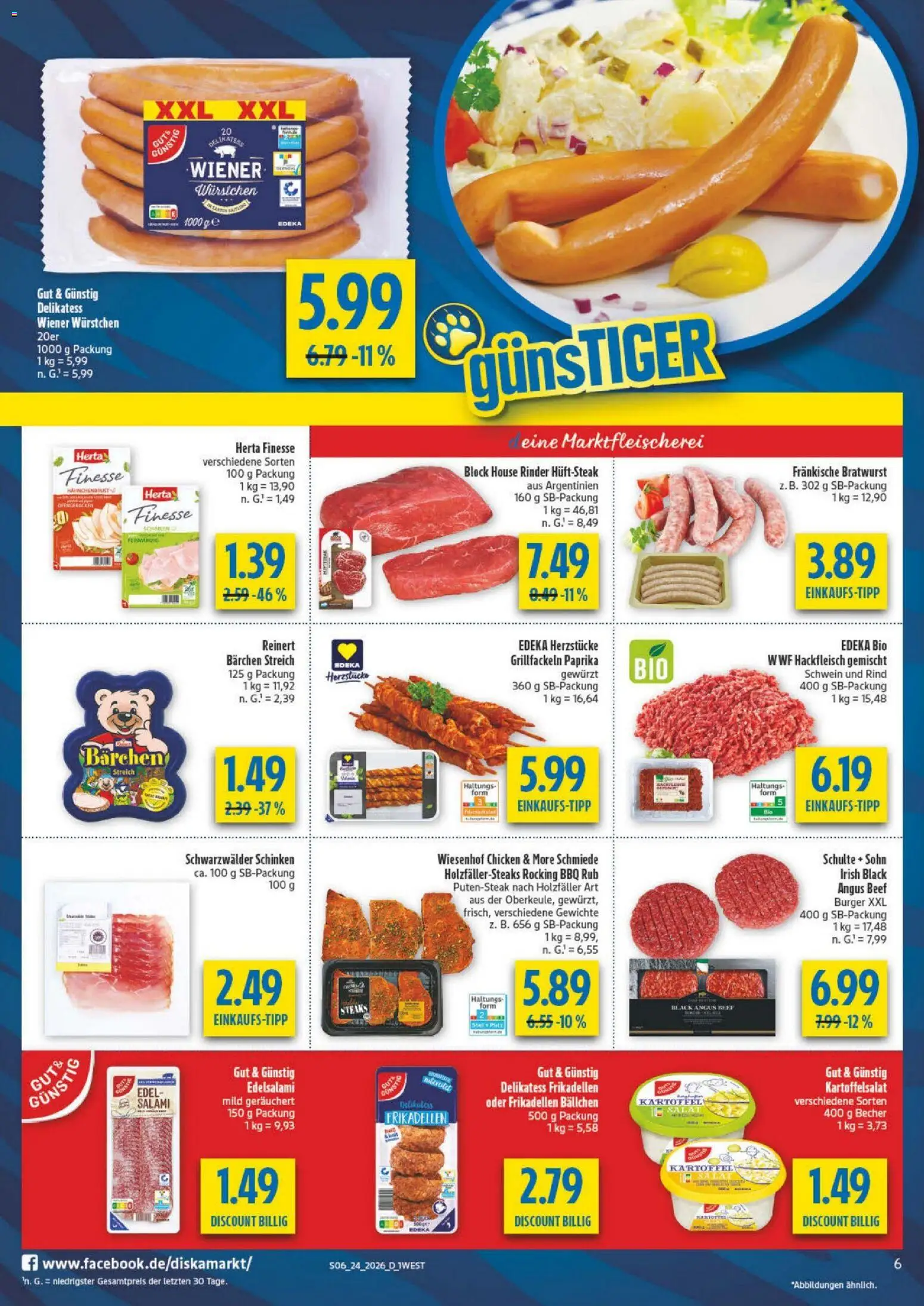 Diska - Diska Angebote Bayern KW24 – gültig ab 08.06.2026 | Seite: 10 | Produkte: Wiener wurstchen, Bratwurst, Burger, Hackfleisch