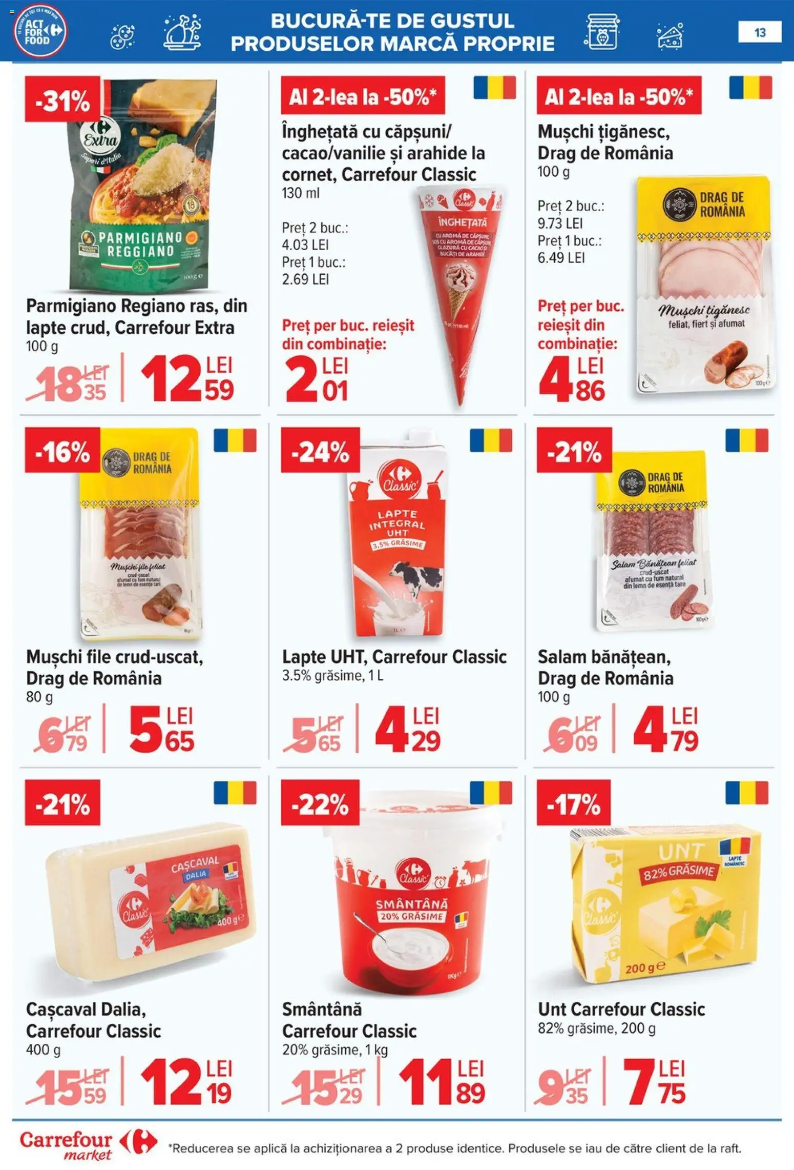 Noul catalog Carrefour – valabil de la 20.05.2026 | Pagină: 13 | Produse: Unt, Salam, Smântână, Înghețată