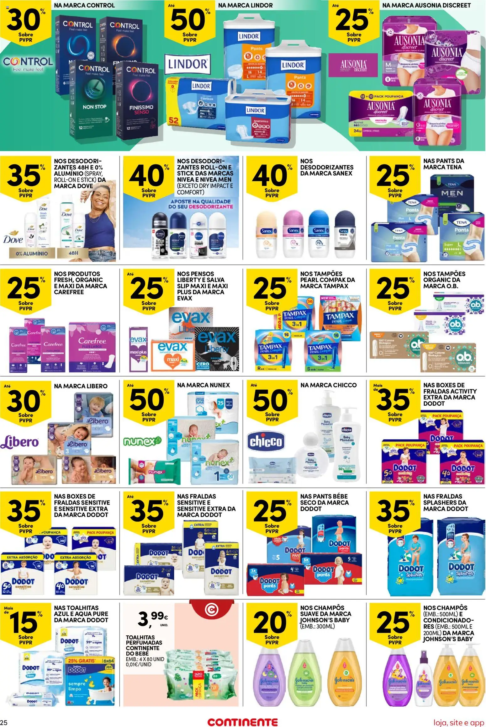 Continente Semanal Continente Bom Dia │ válido de 14/07/2026 | Página: 25 | Produtos: Fraldas, Desodorizante