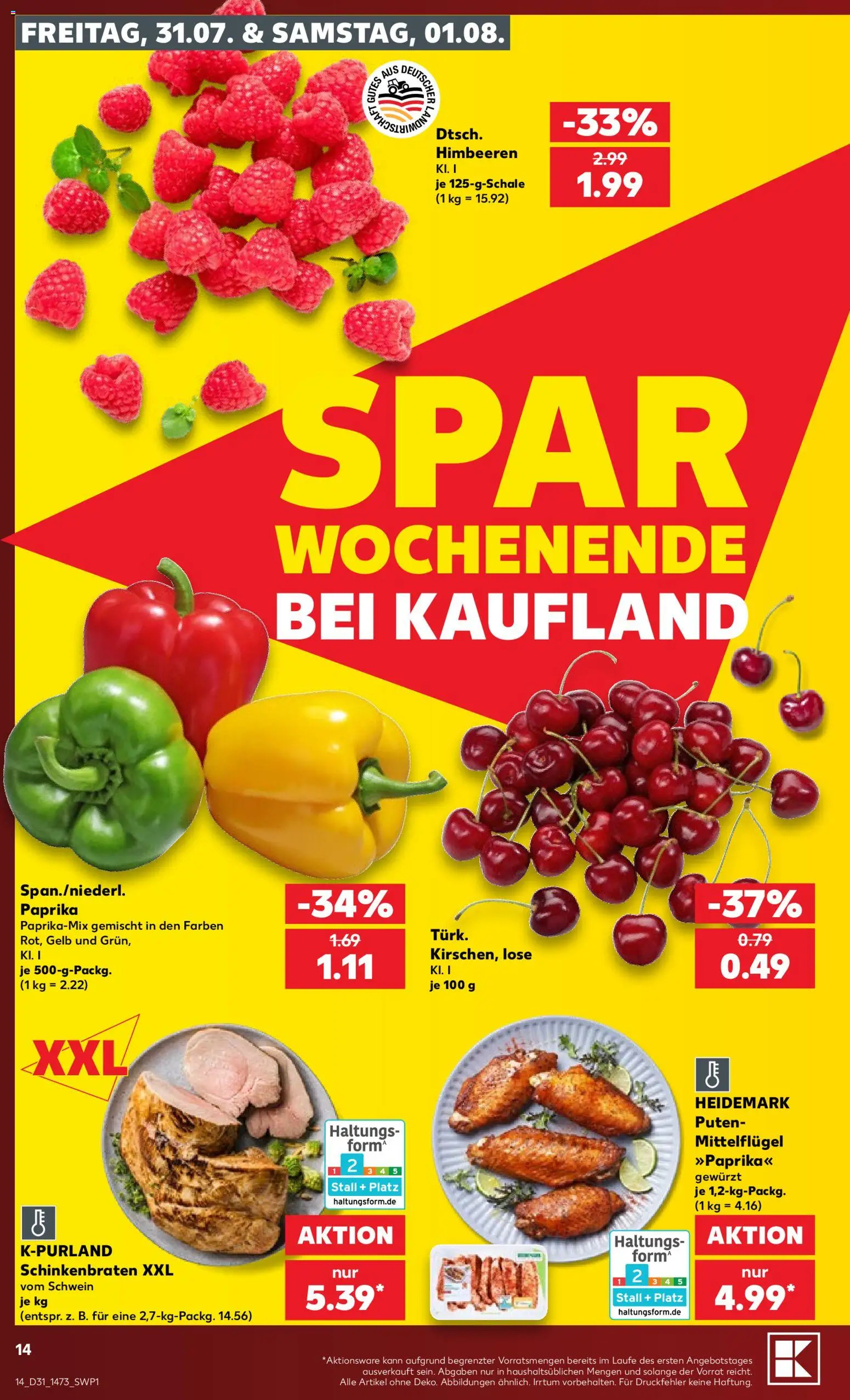 Kaufland Prospekt Rostock – gültig ab 30.07.2026 | Seite: 14 | Produkte: Himbeeren, Paprika