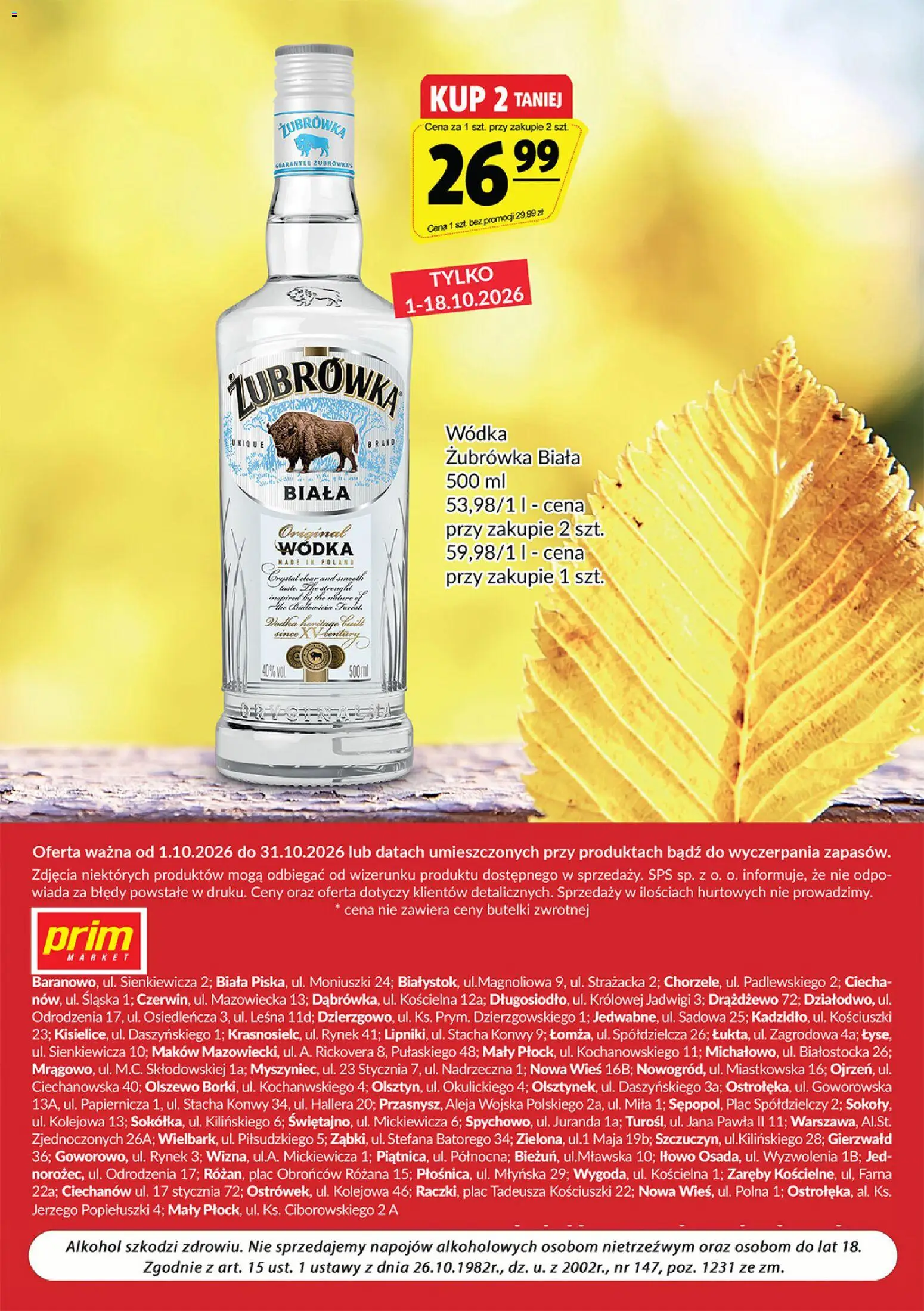 Prim Market gazetka - Oferta alkoholowa od 01.10.2026 | Strona: 12 | Produkty: Żubrówka, Vodka, Alkohol, Wódka