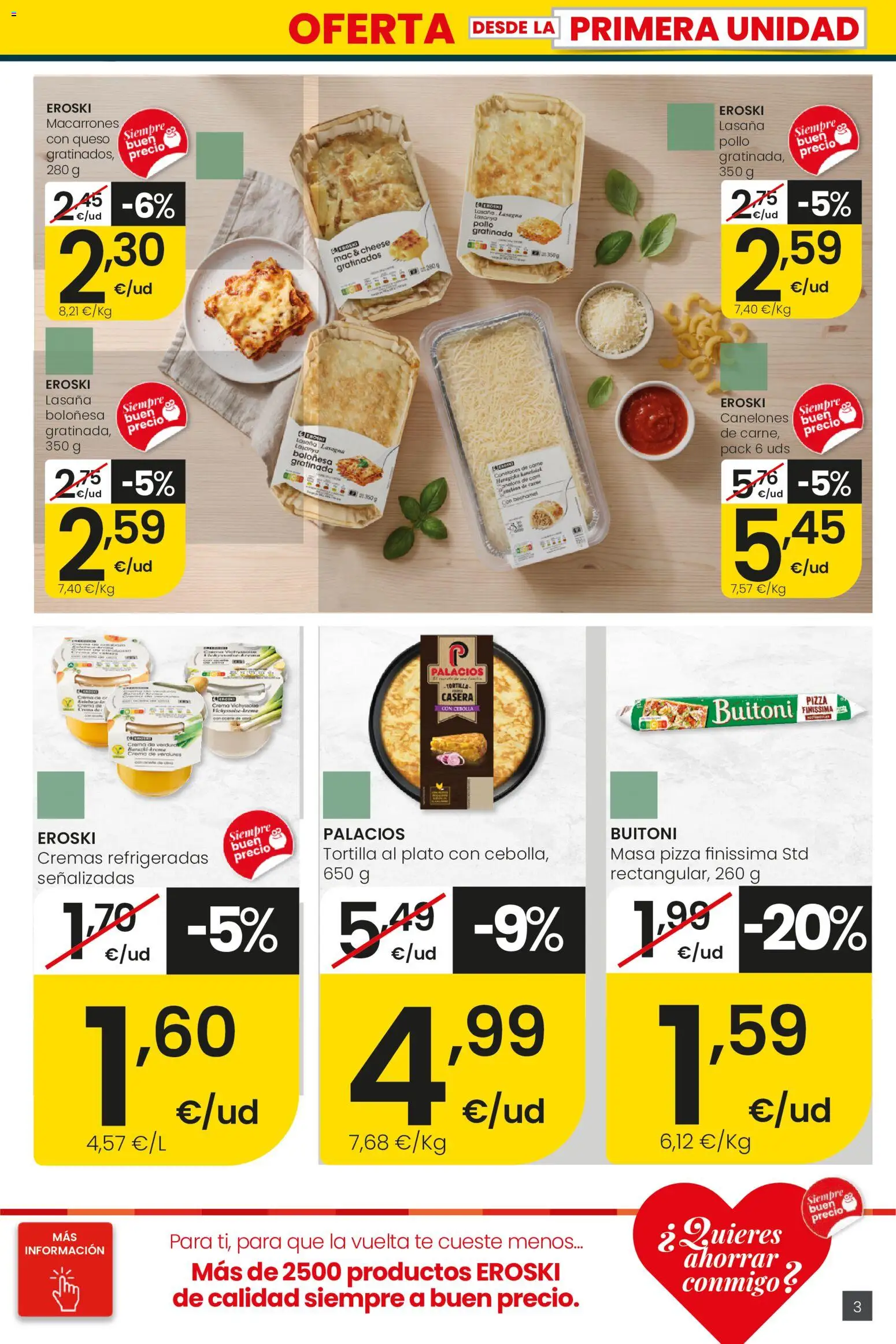 Eroski folleto │ válido desde el 27/08/2026 | Página: 3 | Productos: Masa, Lasaña, Pollo, Canelones