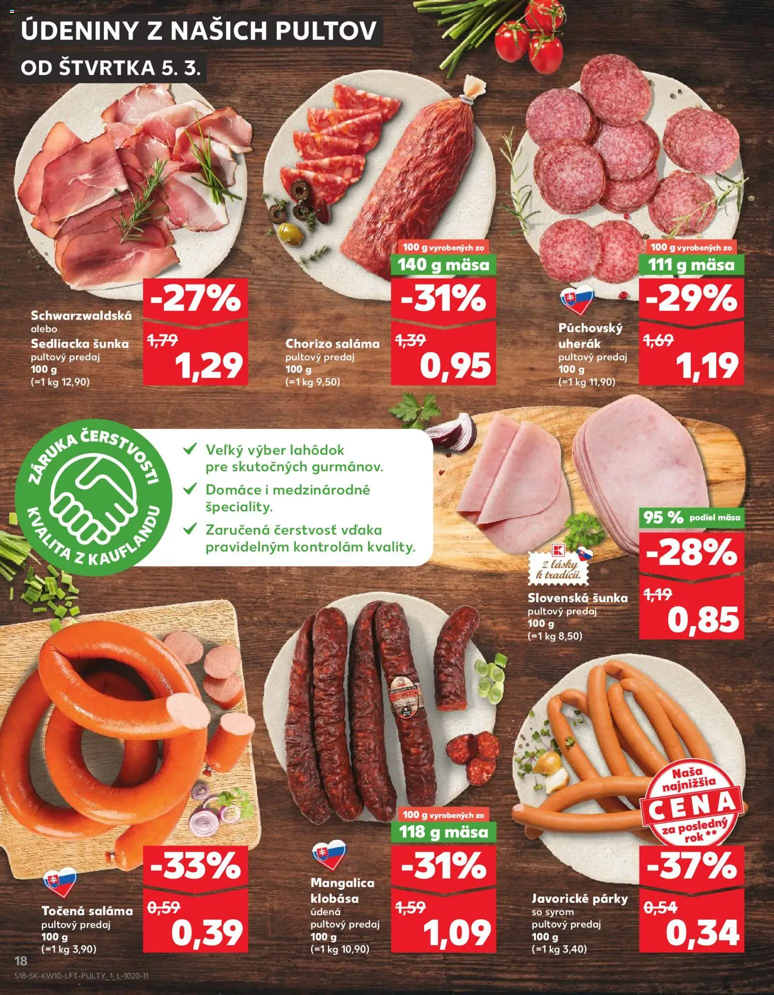 Kaufland SK akciós ujság - amely érvényes a következő dátumtól: 2026.03.05. | Oldal: 18 | Termékek: Chorizo, Só