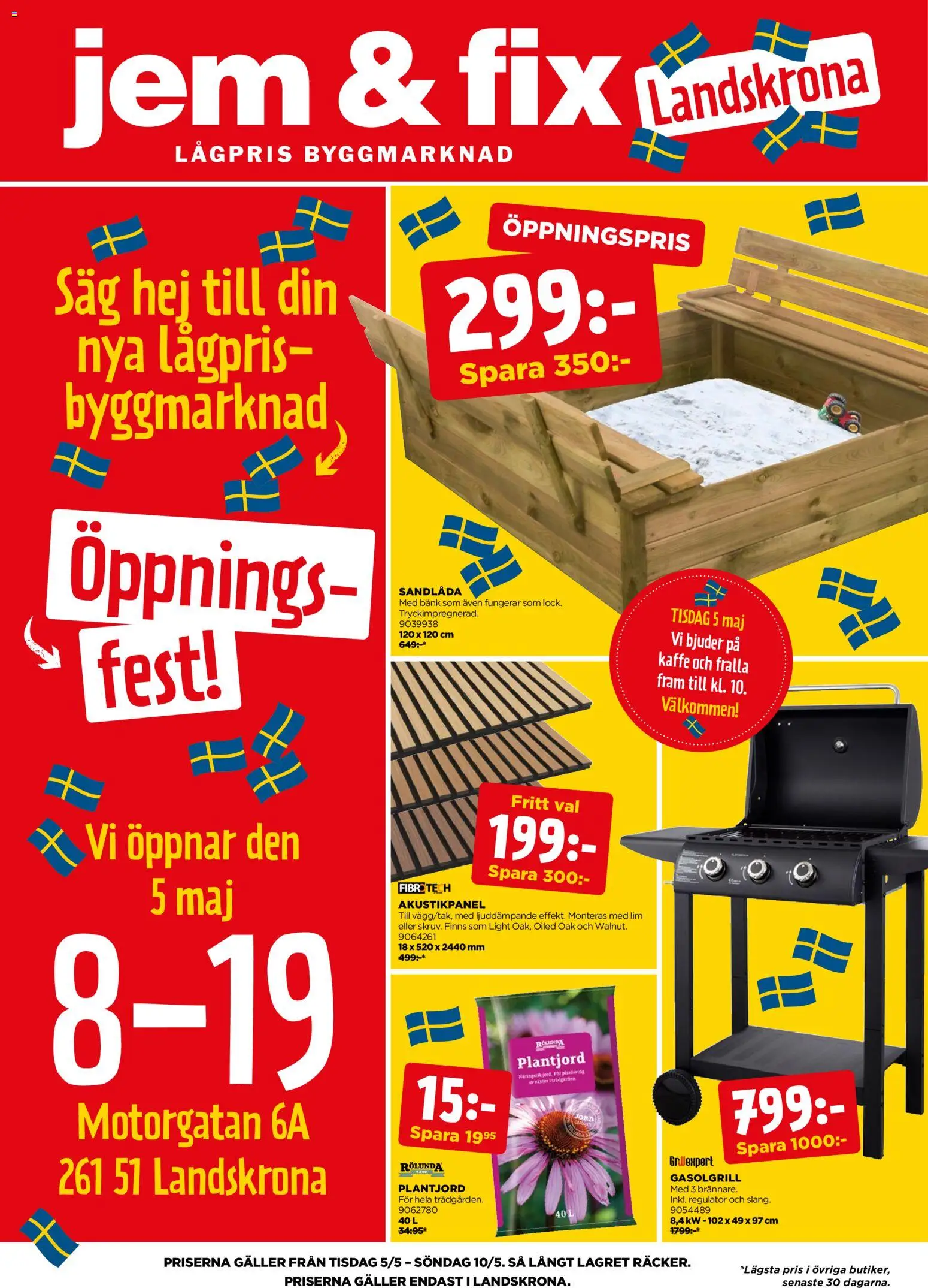 Jem & Fix reklamblad aktuell från 05.05.2026 | Sida: 1 | Produkter: Gasolgrill, Galler, Te, Lim