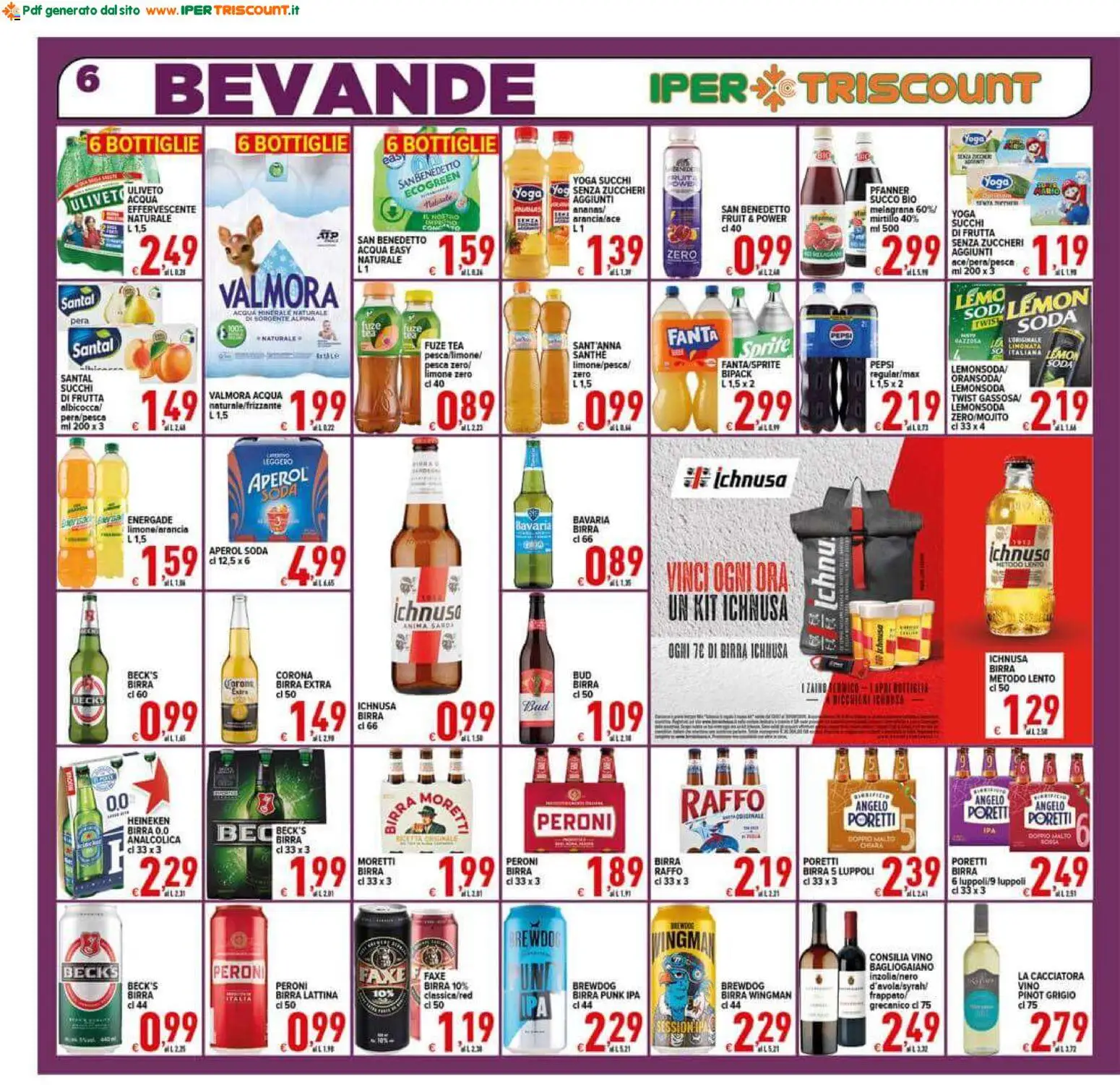 Volantino Ipertriscount del 23/09/2026 | Pagina: 6 | Prodotti: Succo, Bevande, Pepsi, Sprite