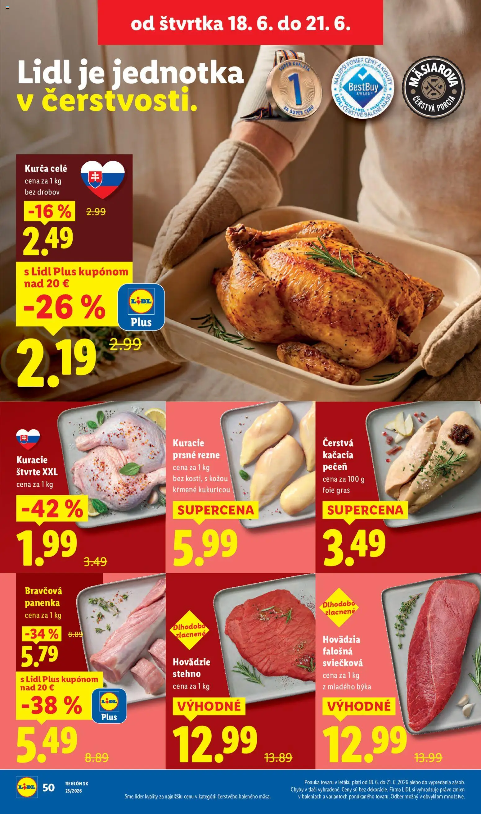 Nové Lidl akcie – leták je platný od 15.06.2026 | Strana: 62 | Produkty: Bravčová panenka, Steak, Kurča