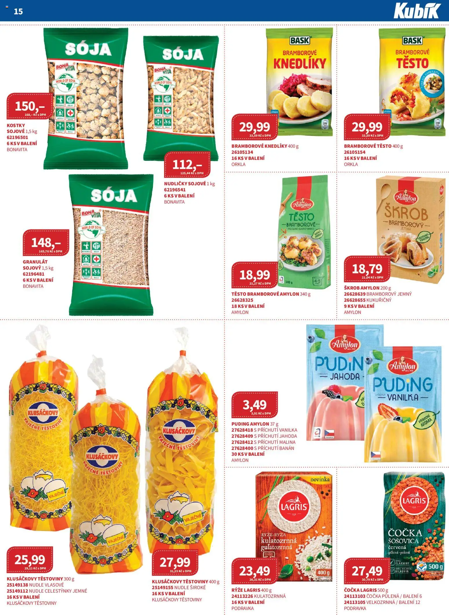 Kubík leták - Velkoobchod 08/2026 od 01.10.2026 | Strana: 15 | Produkty: Čočka, Rýže, Banán, Kostky