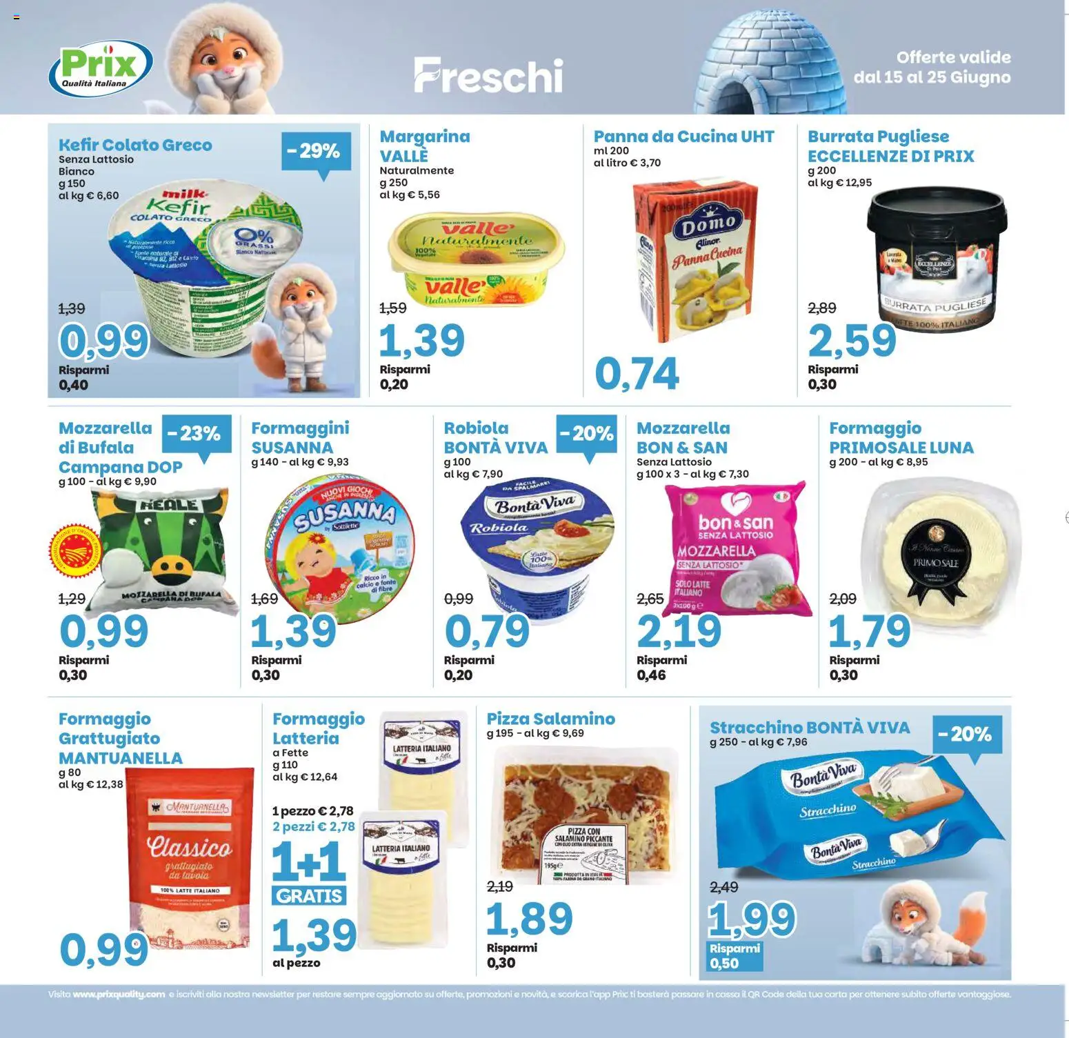 Volantino Prix del 15.06.2026 | Pagina: 8 | Prodotti: Pizza, Panna, Margarina, Burrata