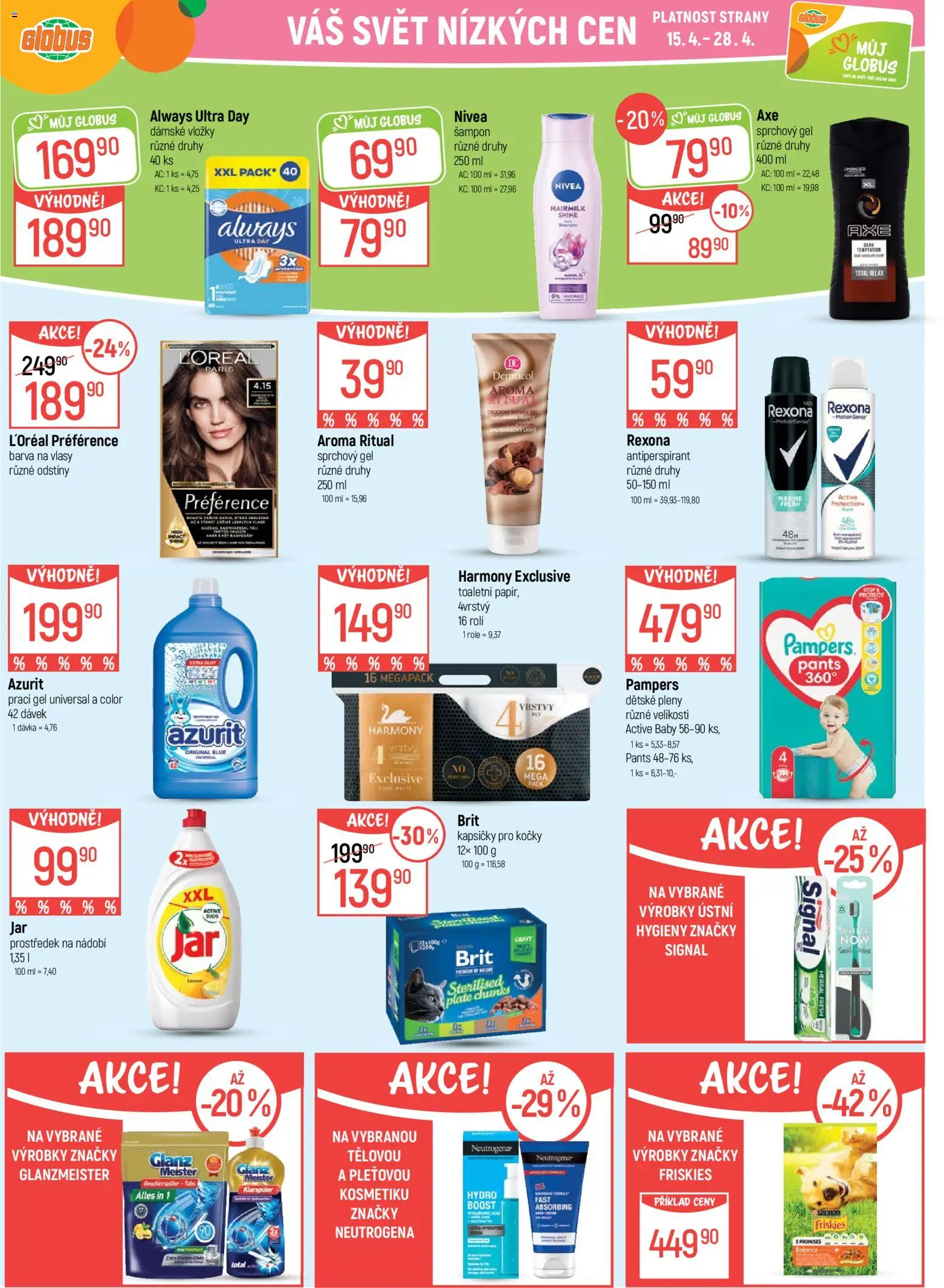 Globus leták - Praha-Štěrboholy od 15.04.2026 | Strana: 20 | Produkty: Antiperspirant, Prací gel, Kapsičky pro kočky, Šampon