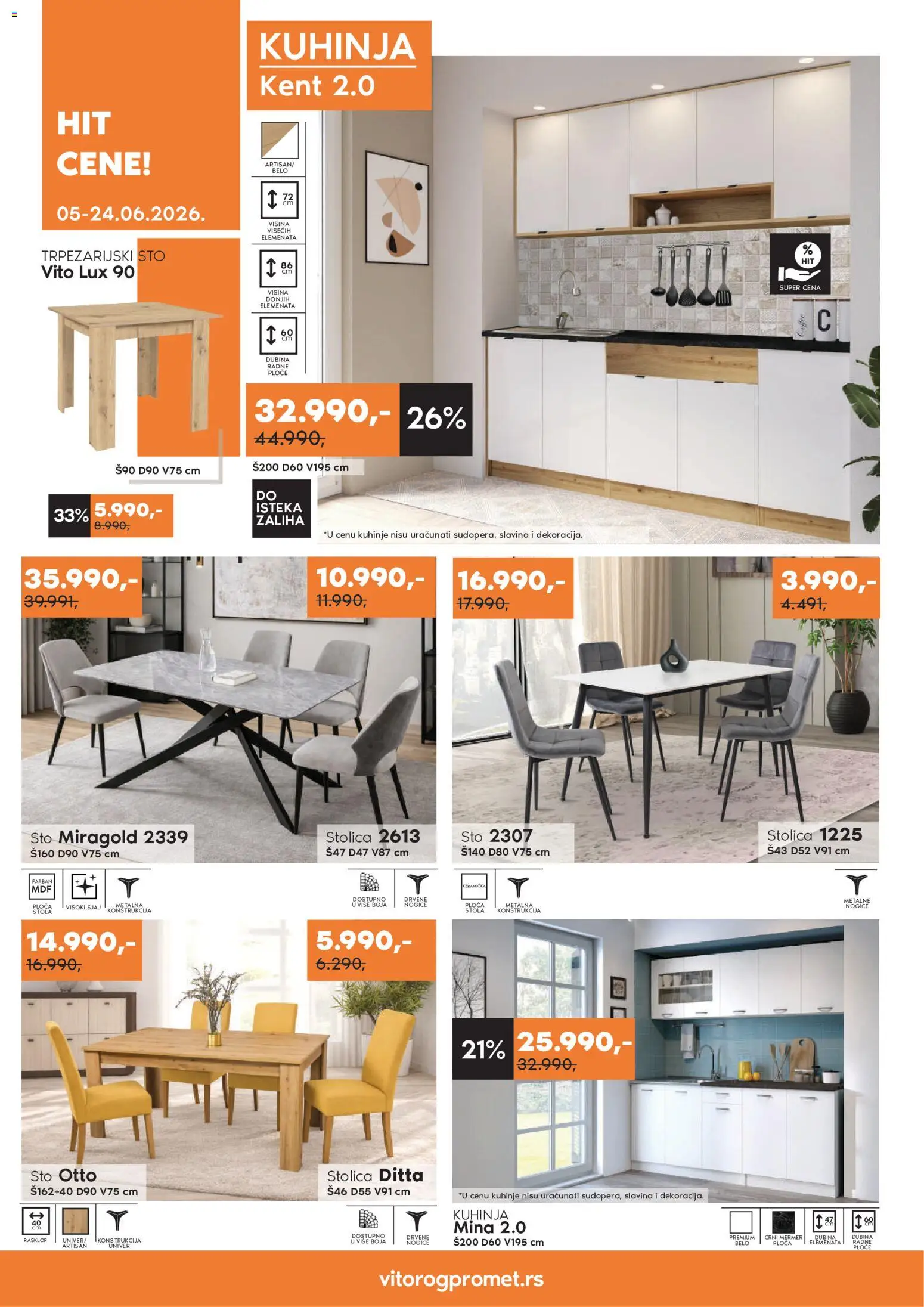 Vitorog katalog - važi od 05.06.2026 | Strana: 8 | Proizvode: Sto, Stolica, Kuhinja, Trpezarijski sto