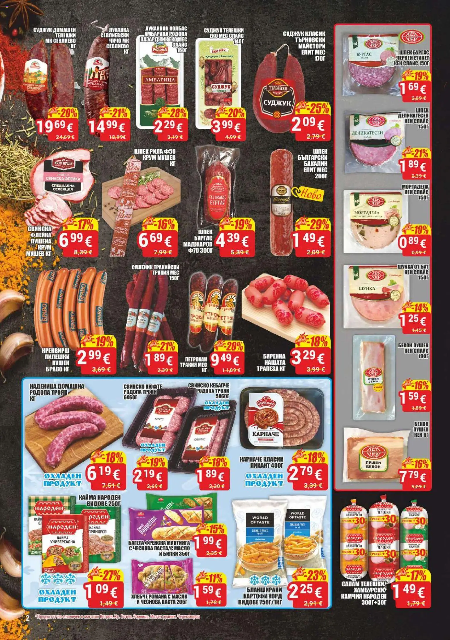 {H1} | Страница: 2 | Продукти: Наденица, Паста, Суджук, Кайма