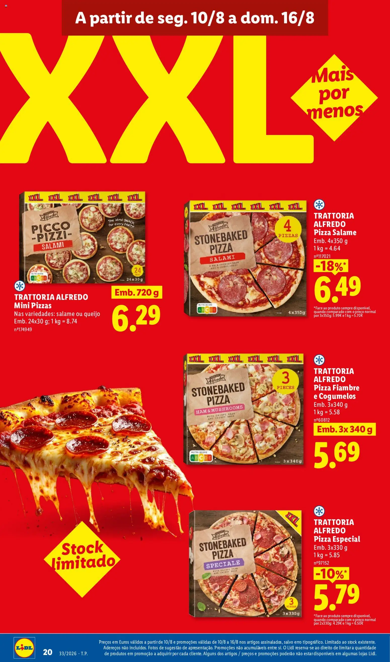 Lidl folheto │ válido de 10/08/2026 | Página: 20 | Produtos: Fiambre, Queijo, Pizza, Cogumelos