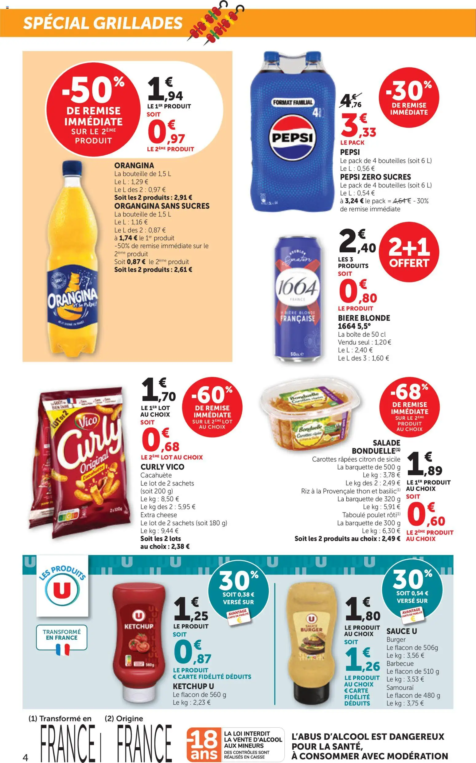 {H1} | Page: 4 | Produits: Orangina, Cacahuète, Citron, Bière blonde