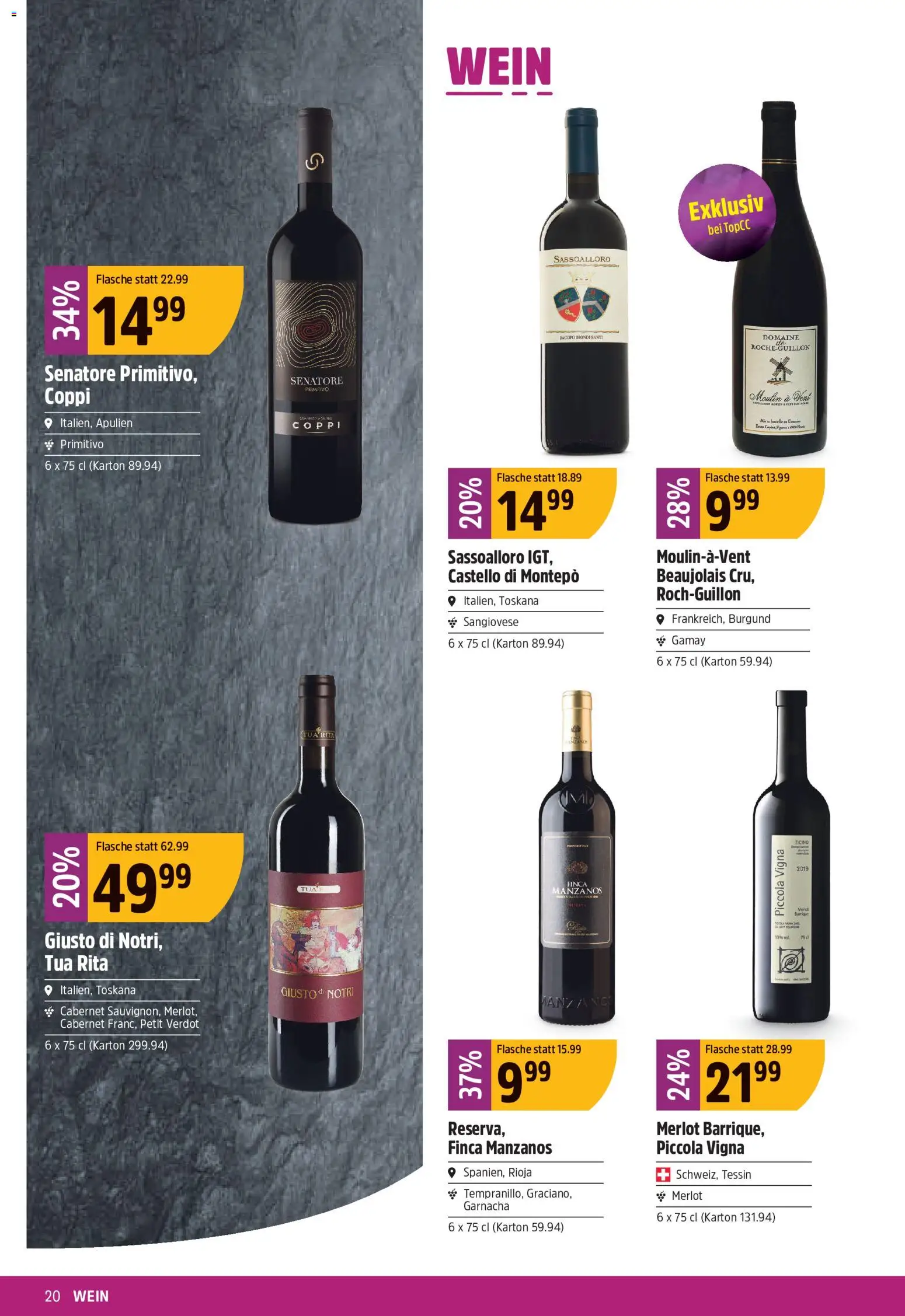 TopCC aktionen – gültig ab 24.08.2026 | Seite: 20 | Produkte: Merlot, Wein