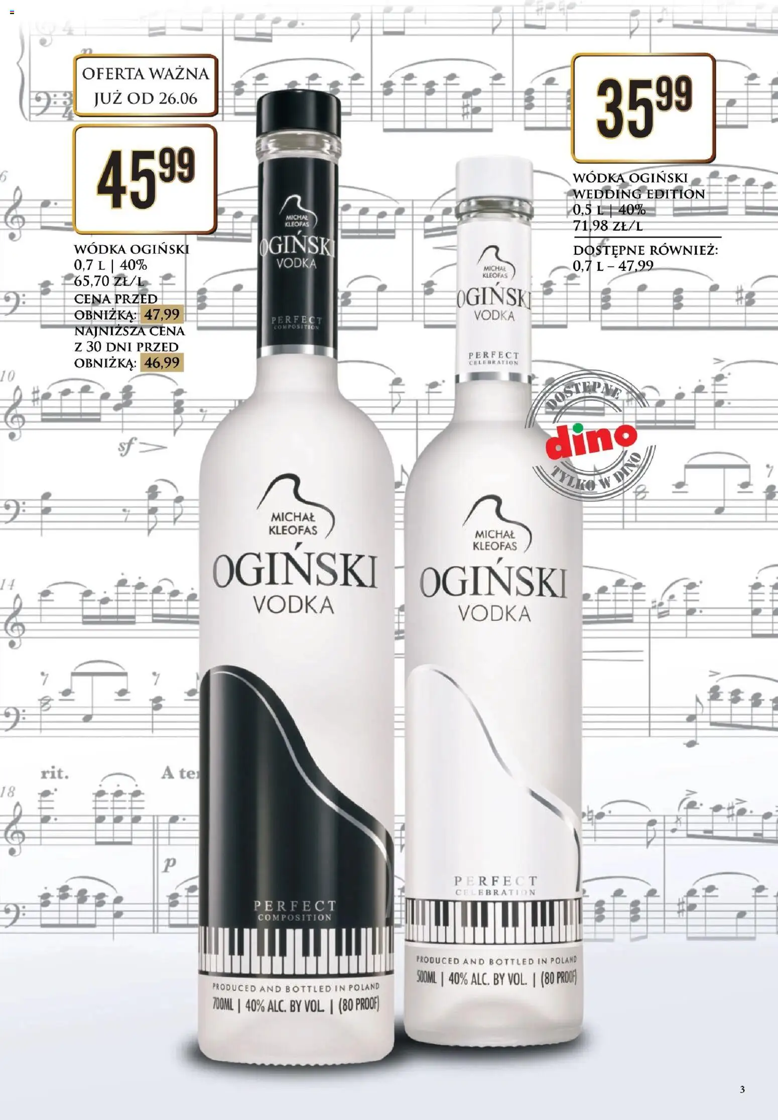 Dino gazetka alkoholowa od 26.06.2026 | Strona: 3 | Produkty: Ogiński, Wódka Ogiński, Vodka, Wódka