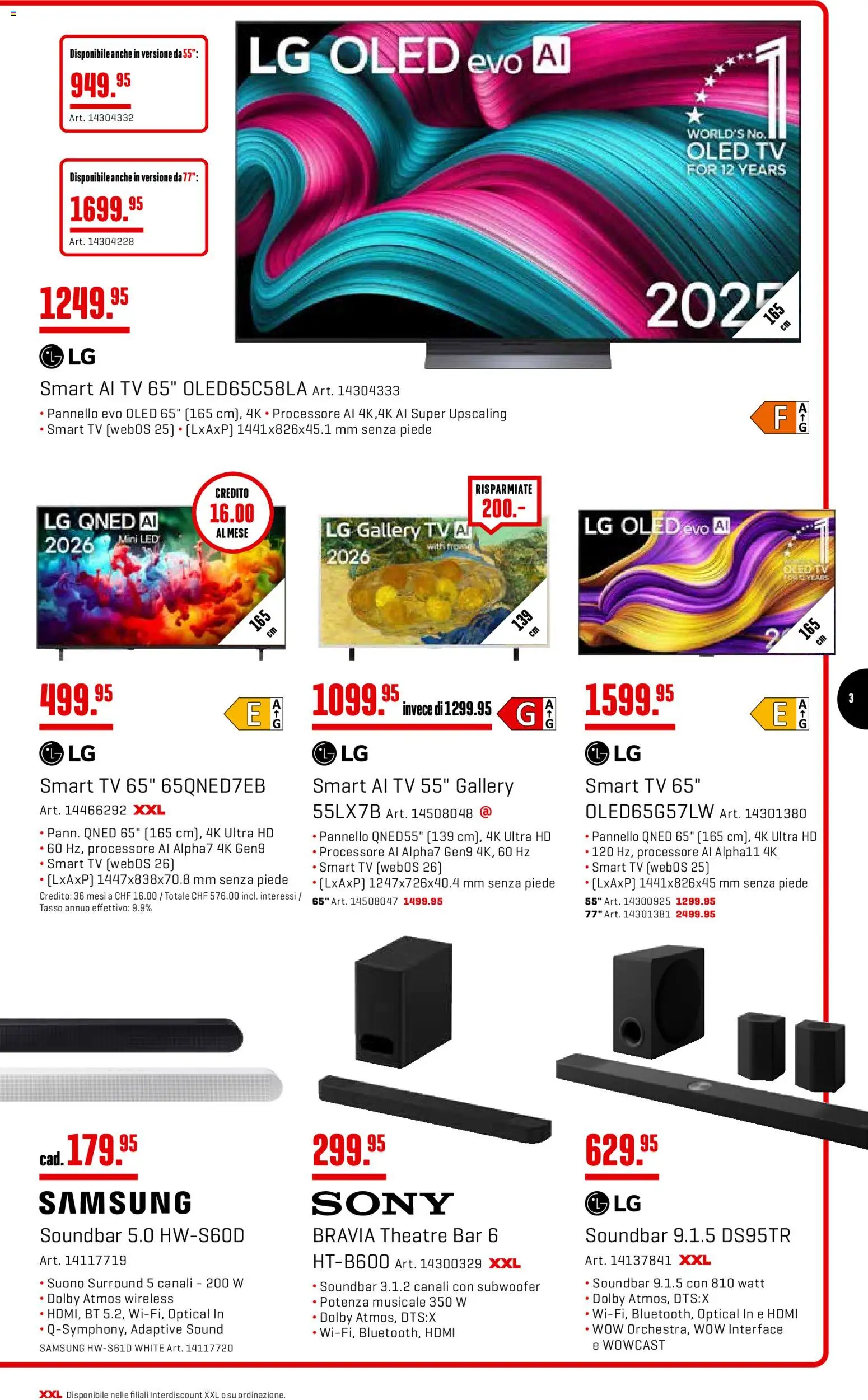 Interdiscount aktionen IT – gültig ab 03.08.2026 | Seite: 3 | Produkte: Soundbar, TV, Samsung, Sony