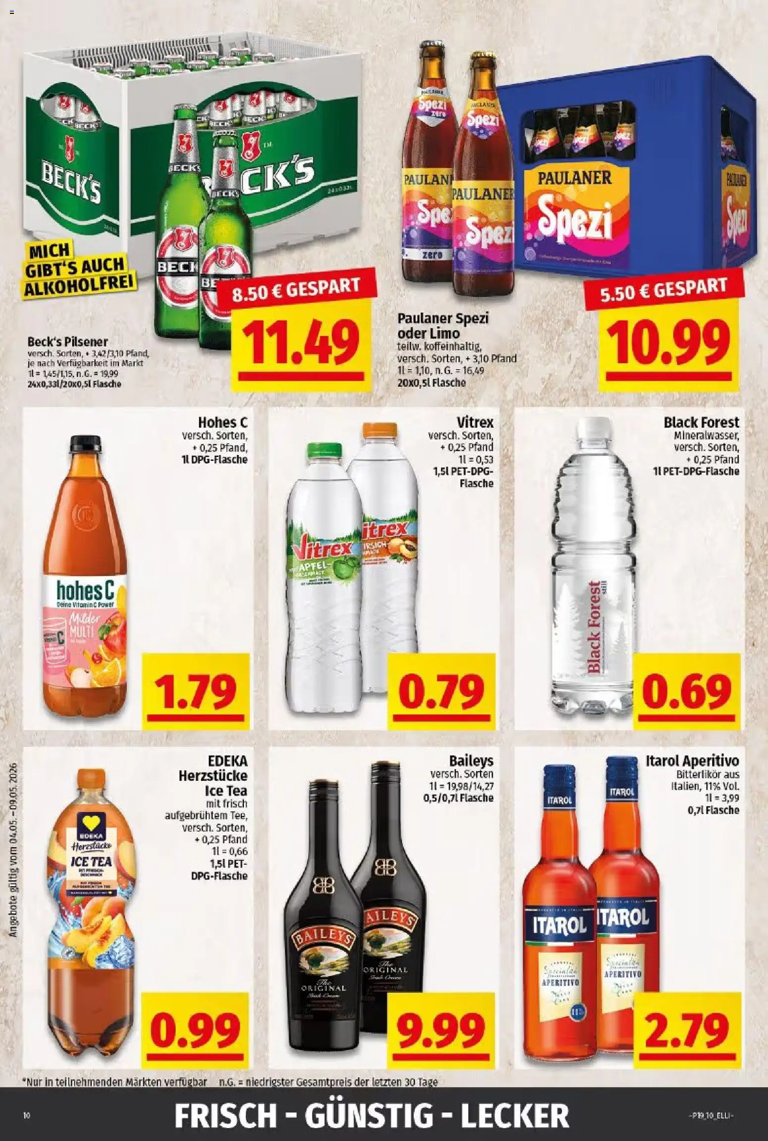 Elli Markt Prospekt Gütersloh – gültig ab 04.05.2026 | Seite: 10 | Produkte: Äpfel, Baileys, Hohes c, Paulaner