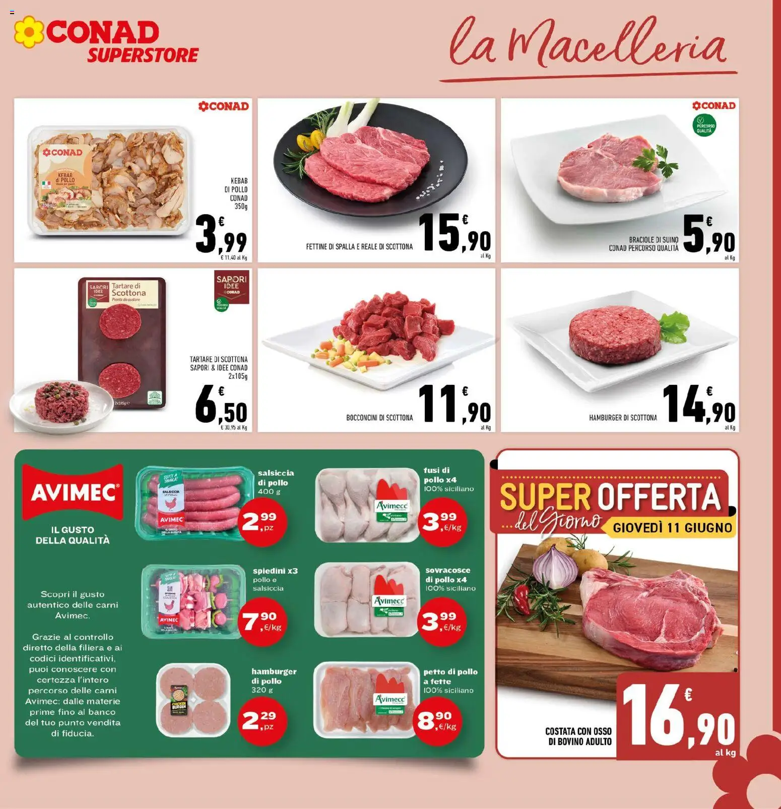 Volantino Conad del 04.06.2026 | Pagina: 7 | Prodotti: Bovino, Petto di Pollo, Pollo, Hamburger