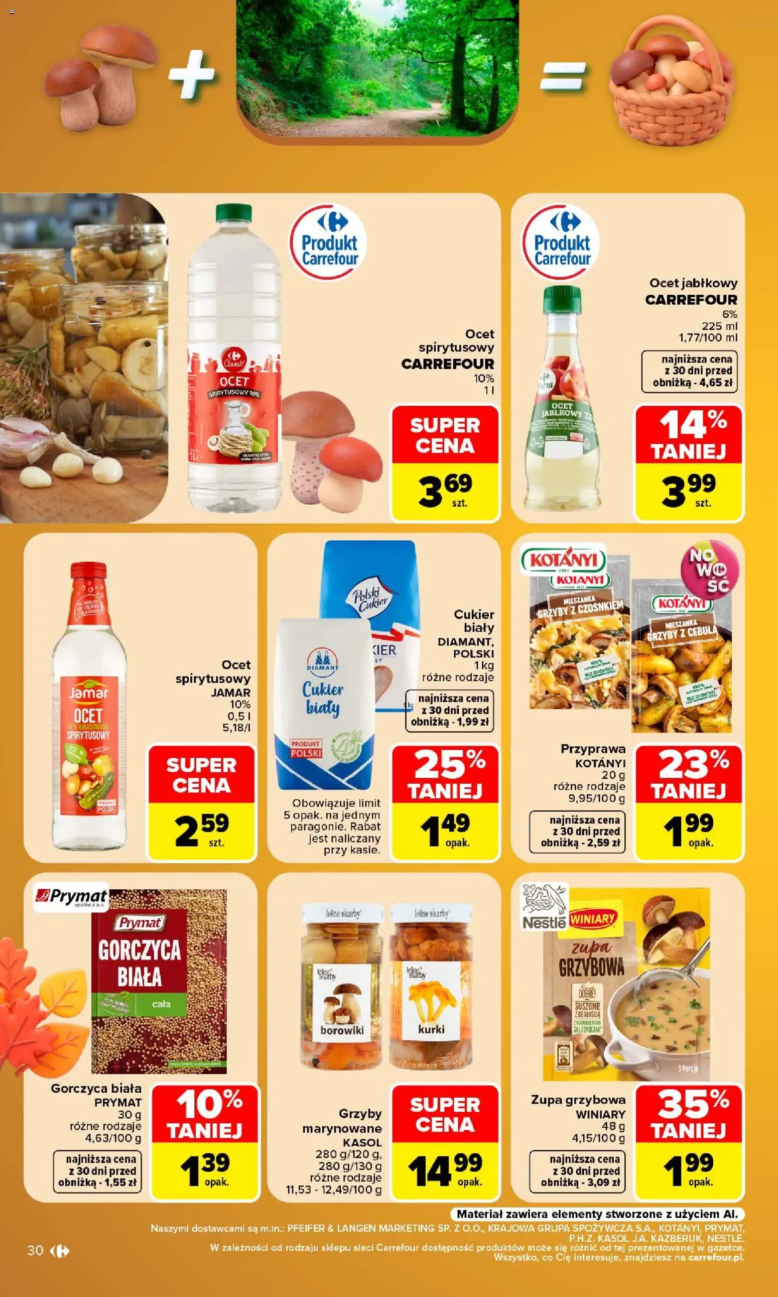 Carrefour gazetka od 14.09.2026 | Strona: 32 | Produkty: Kurki, Ocet jabłkowy, Ocet biały, Zupa