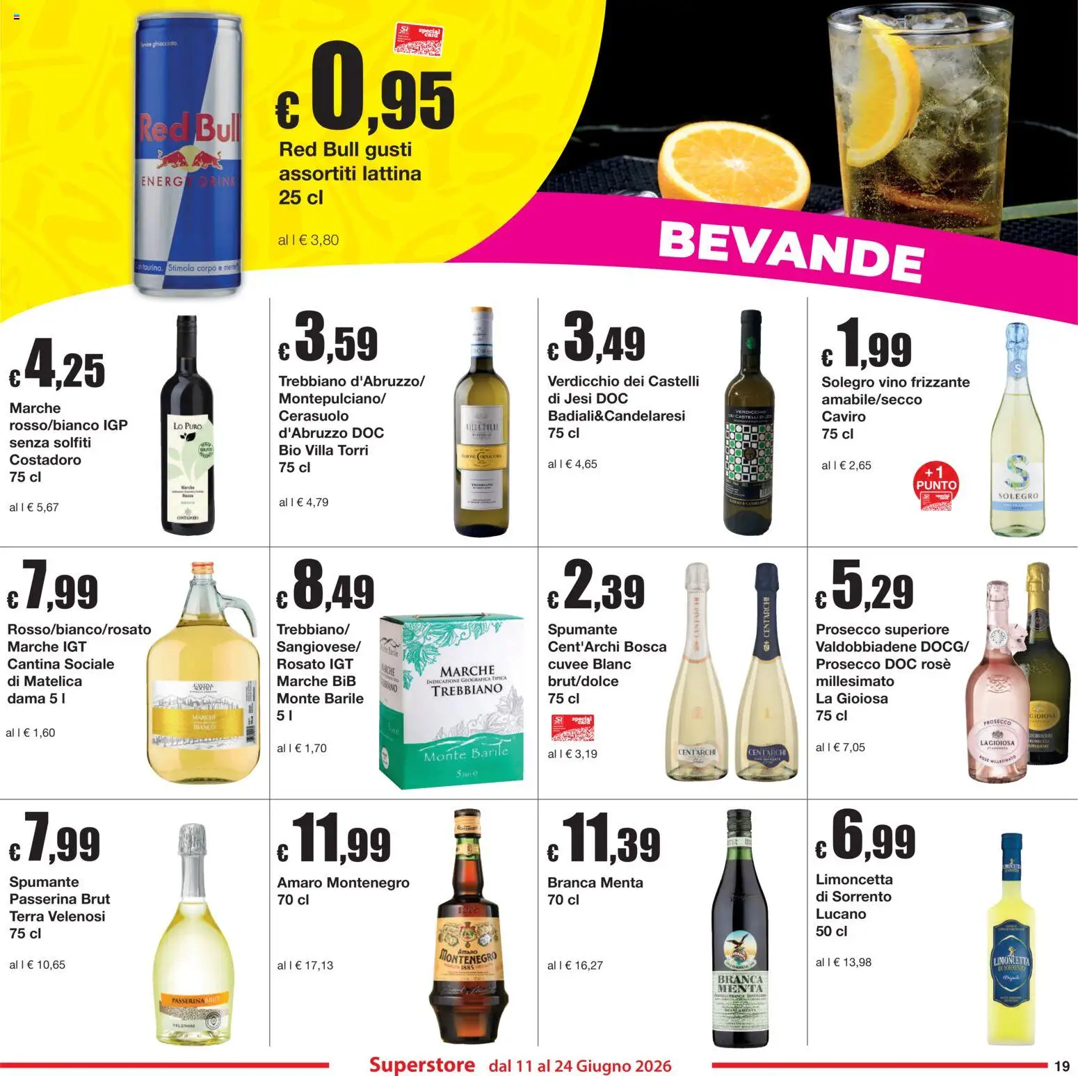 Volantino Sì con Te del 11.06.2026 | Pagina: 19 | Prodotti: Vino, Spumante, Menta, Amaro