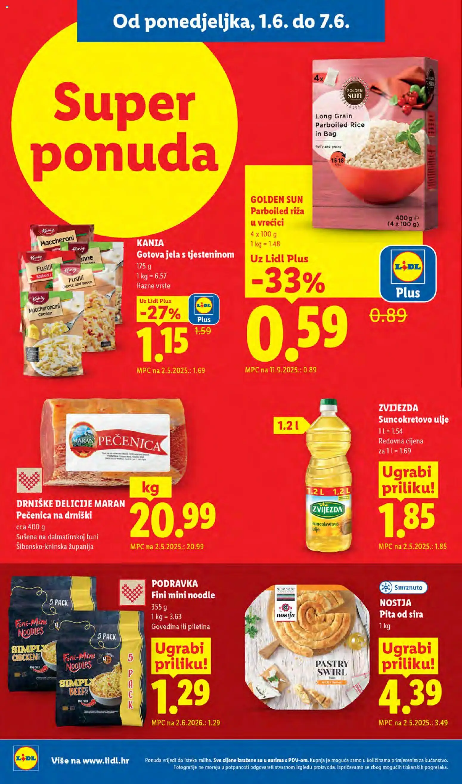 Lidl katalog | vrijedi od 01.06.2026 | Stranica: 4 | Proizvodi: Suncokretovo ulje, Pita, Noodle, Pasta