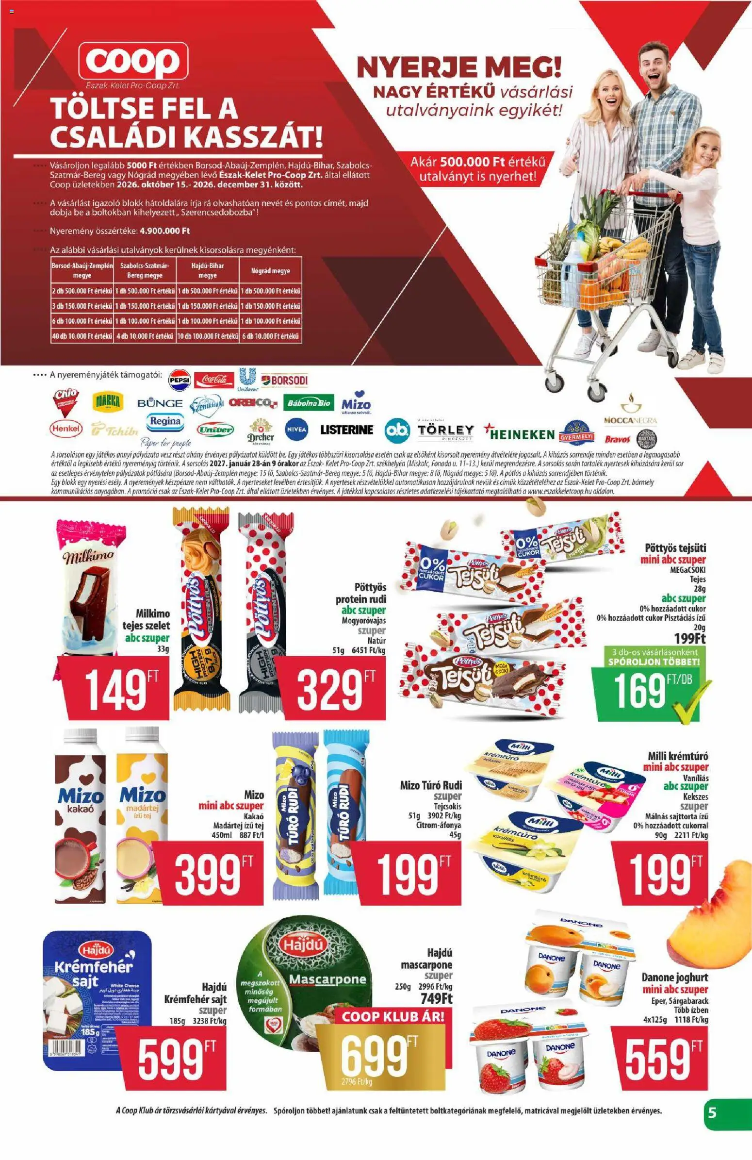 COOP akciós ujság - amely érvényes a következő dátumtól: 2026.10.22. | Oldal: 5 | Termékek: Listerine, Danone, Sajt, Sör
