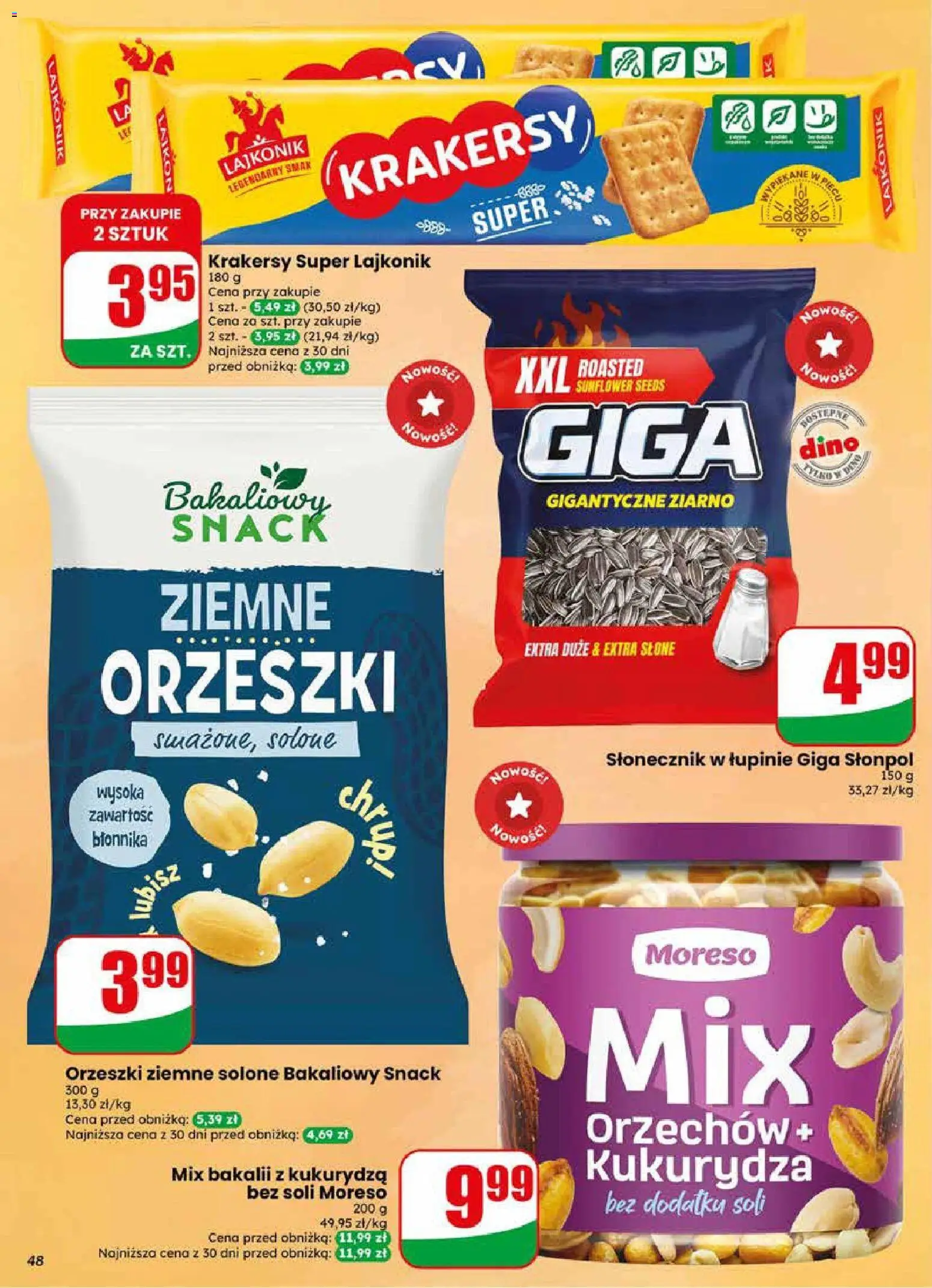 Dino gazetka od 03.06.2026 | Strona: 48 | Produkty: Kukurydza, Słonecznik, Krakersy, Orzeszki ziemne