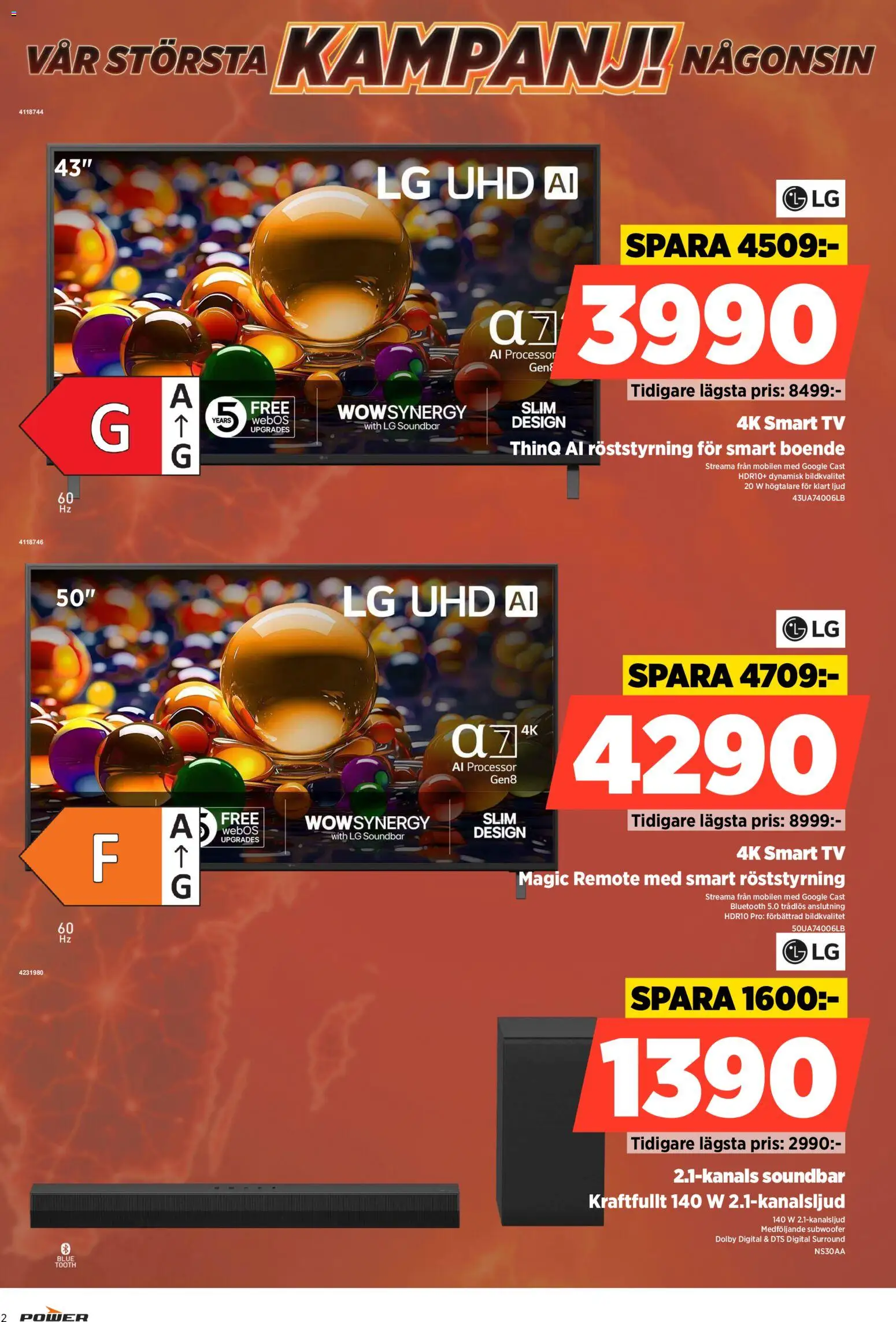 Power reklamblad aktuell från 07/09/2026 | Sida: 2 | Produkter: Smart tv, Soundbar, Tv, Högtalare