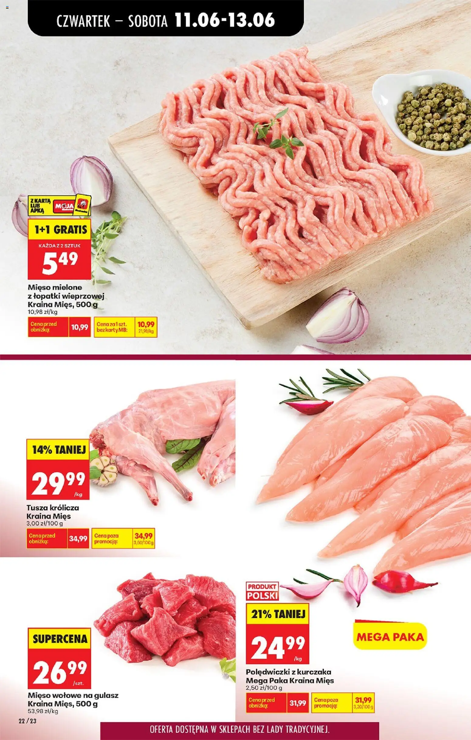 Biedronka gazetka od czwartku od 11.06.2026 | Strona: 24 | Produkty: Karta, Mięso, Kraina mięs, Mięso mielone