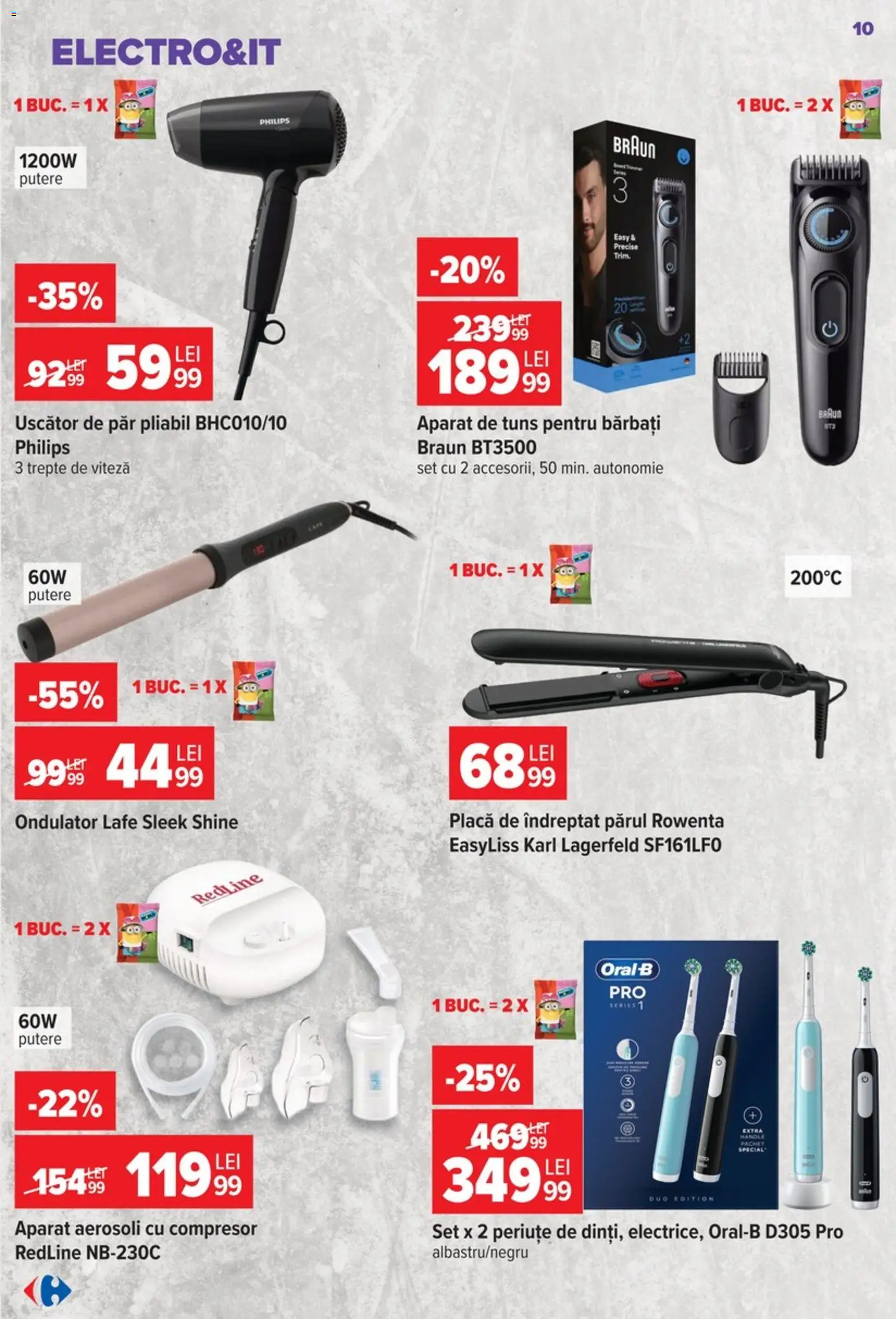 Noul catalog Carrefour – valabil de la 09.09.2026 | Pagină: 10 | Produse: Uscător, Ondulator, Placă De Îndreptat Părul, Aparat