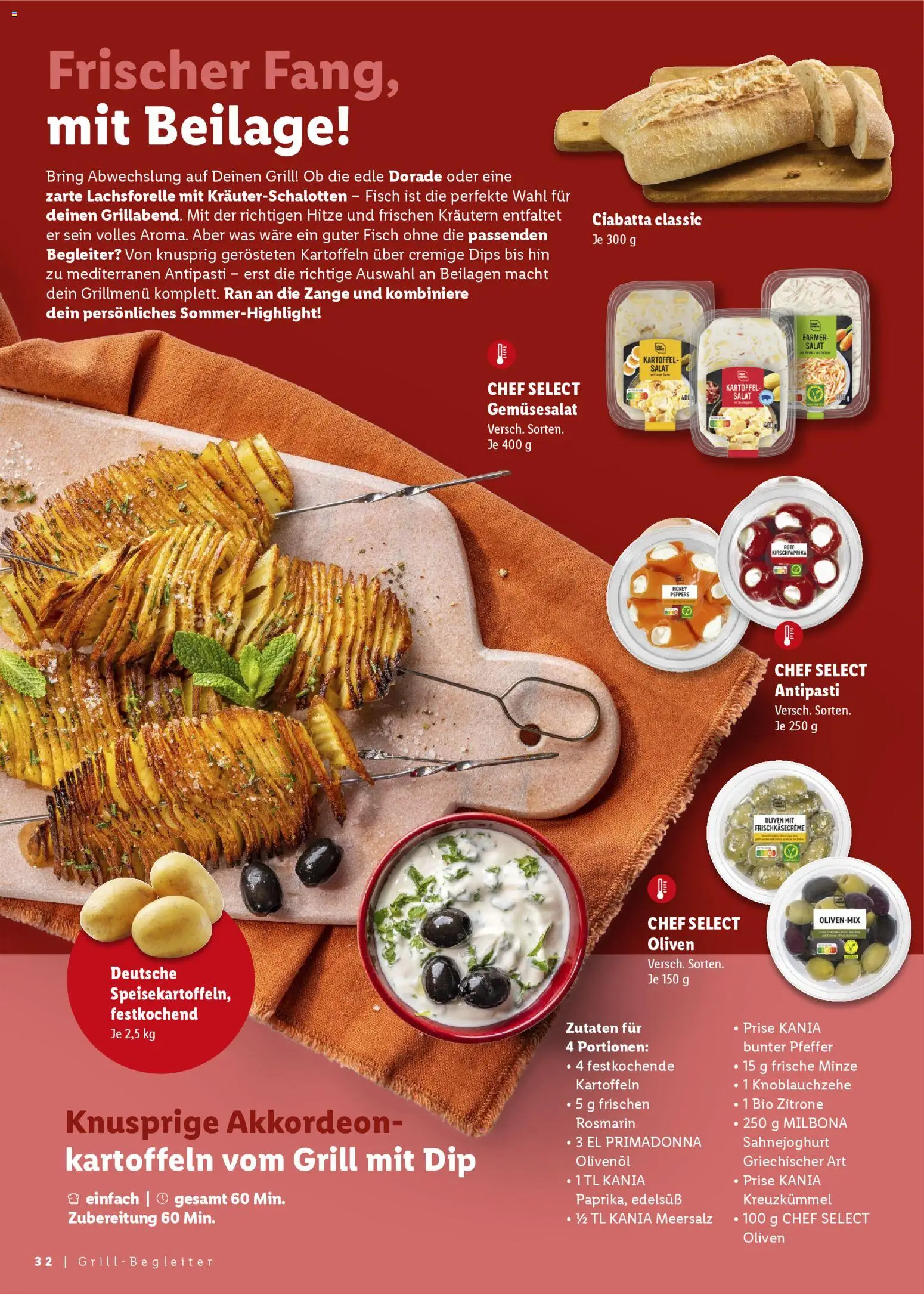 Lidl Prospekt – gültig ab 25.04.2026 | Seite: 32 | Produkte: Dorade, Grill, Fisch, Salat