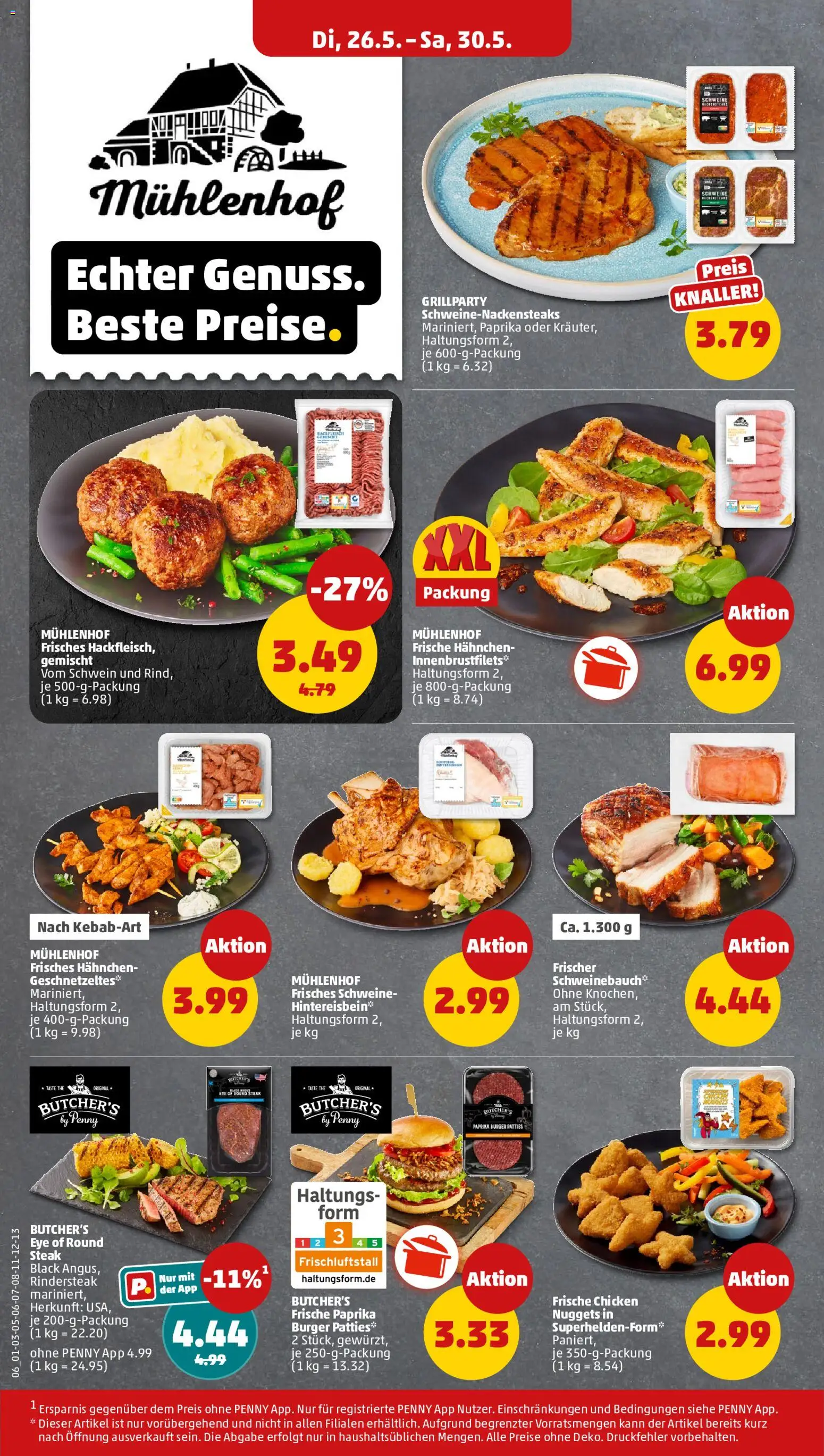 Penny Prospekt – gültig ab 26.05.2026 | Seite: 8 | Produkte: Hahnchen, Burger, Paprika, Steak