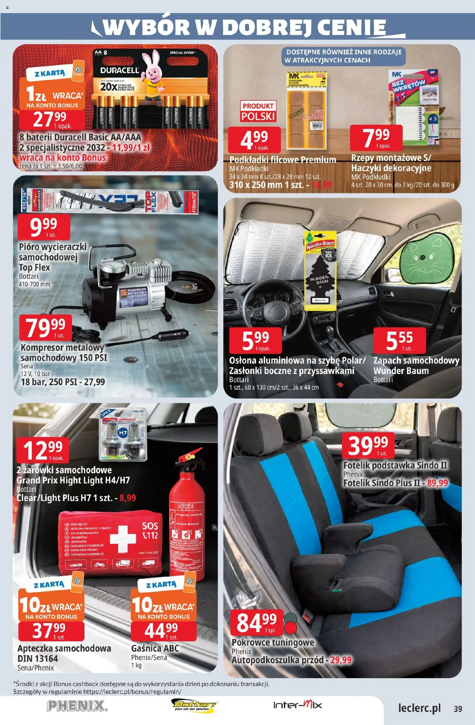 E.Leclerc gazetka - Elbląg od 19.05.2026 | Strona: 39 | Produkty: Karta, Gaśnica, Zapach, Żarówki
