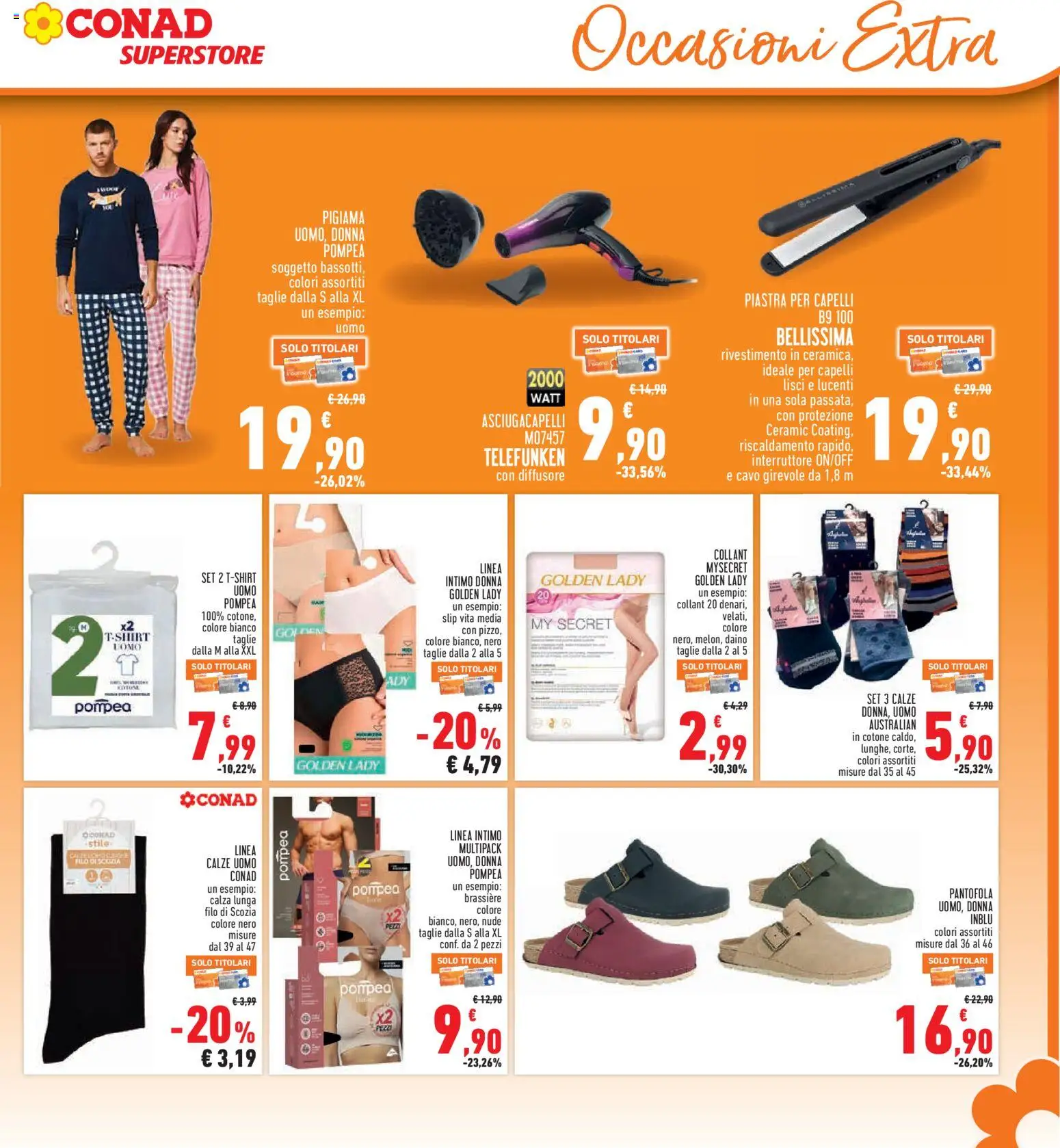 Volantino Conad del 08/10/2026 | Pagina: 27 | Prodotti: Pigiama, T-shirt, Asciugacapelli, Piastra per capelli