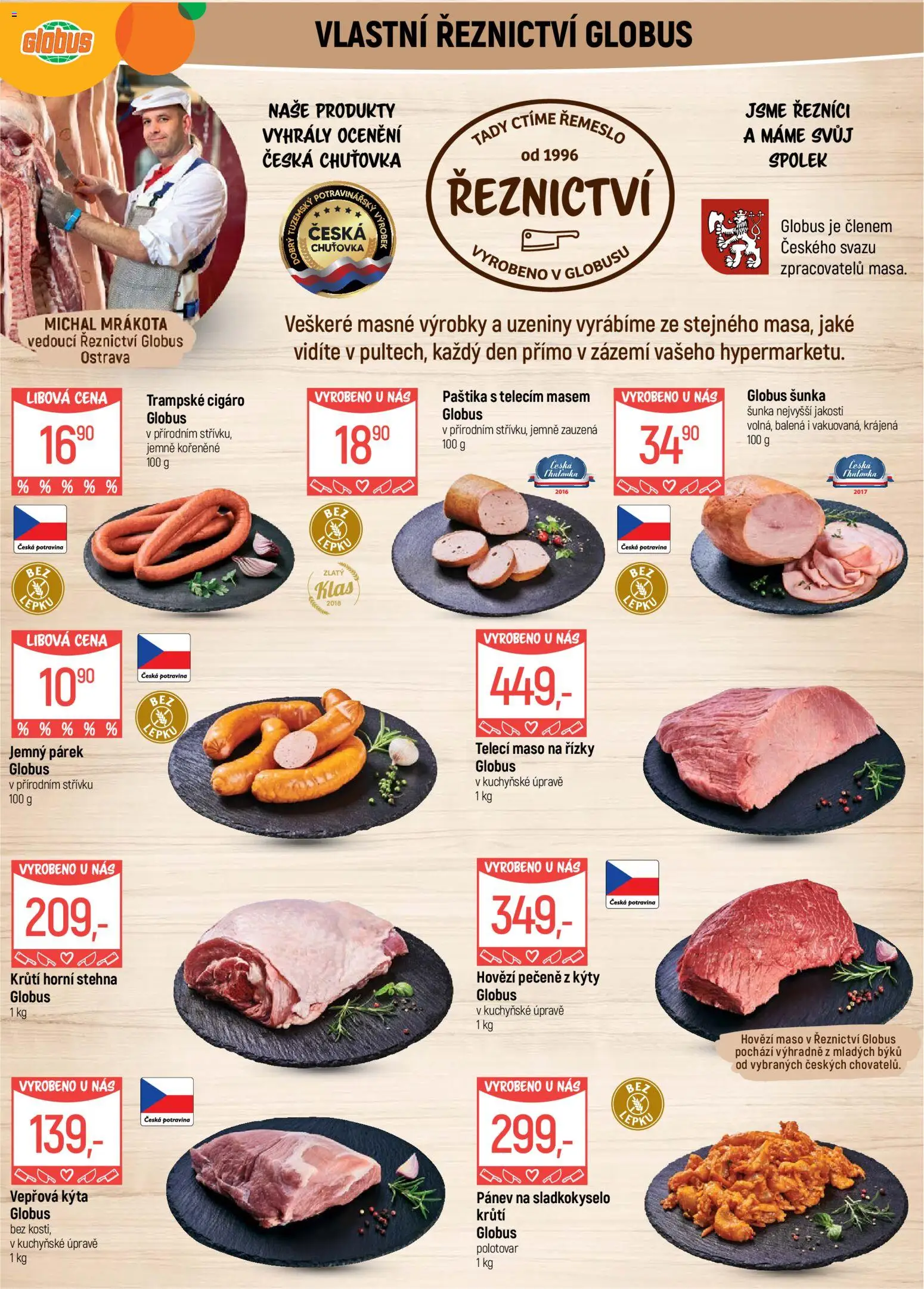 Globus leták - Ostrava od 10.06.2026 | Strana: 3 | Produkty: Šunka, Hovězí maso, Uzeniny, Kýta