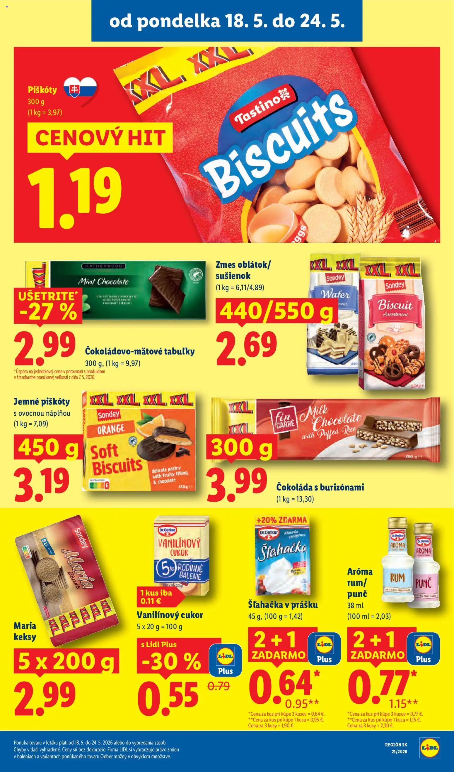 Nové Lidl akcie – leták je platný od 18.05.2026 | Strana: 23 | Produkty: Čokoláda, Cukor, Keksy, Šľahačka