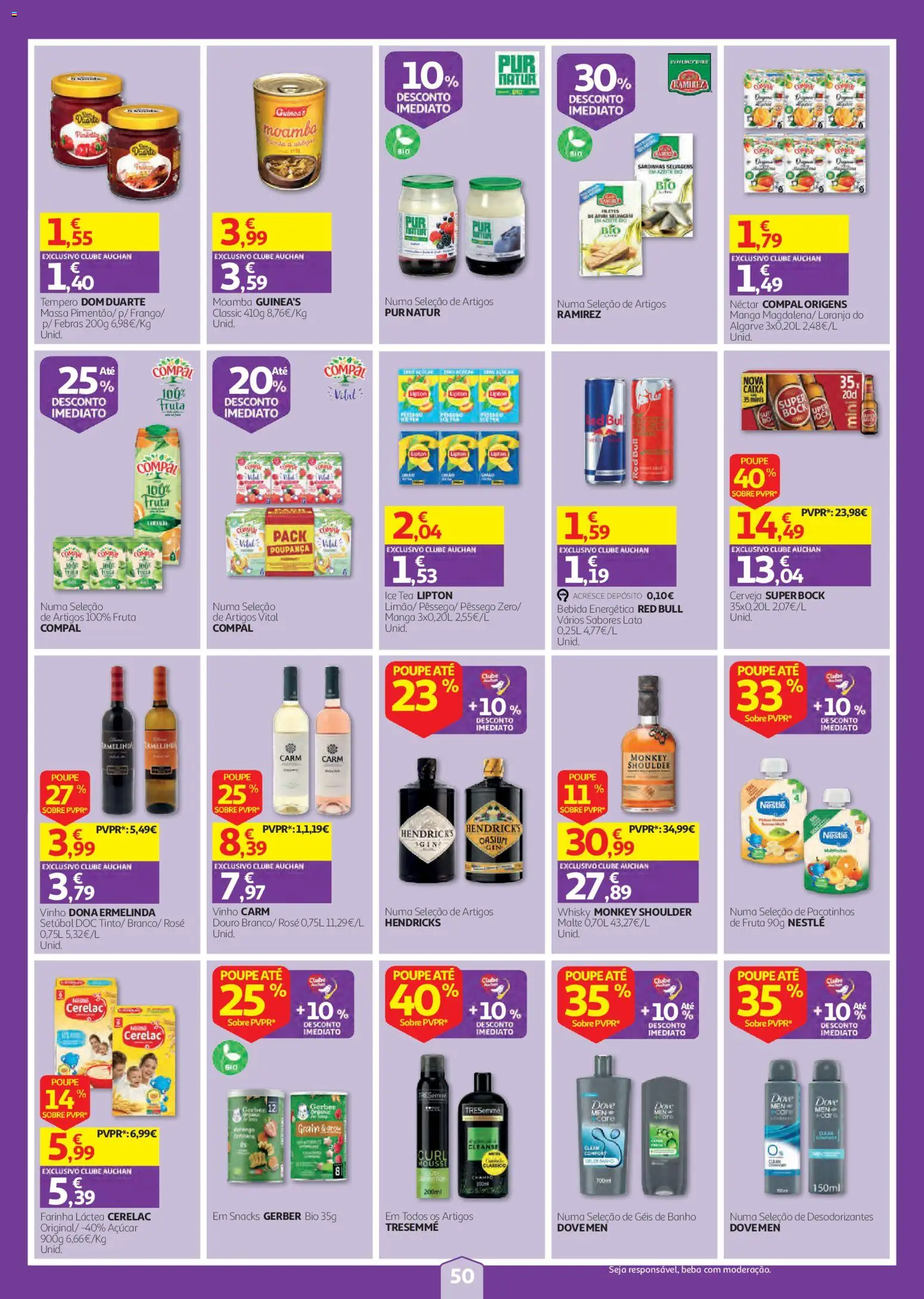 Auchan folheto │ válido de 20/08/2026 | Página: 50 | Produtos: Azeite, Sardinhas, Snacks, Farinha