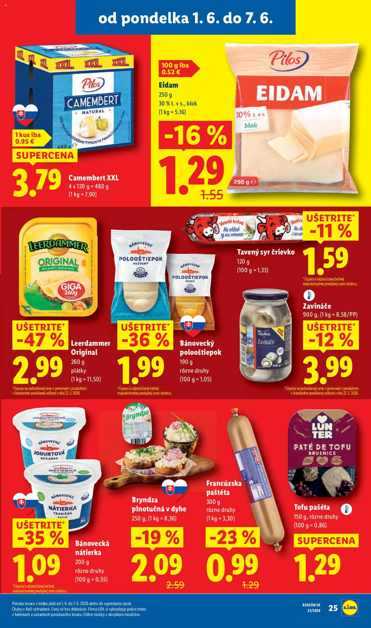 Nové Lidl akcie – leták je platný od 01.06.2026 | Strana: 37 | Produkty: Syr, Eidam, Tofu, Bryndza
