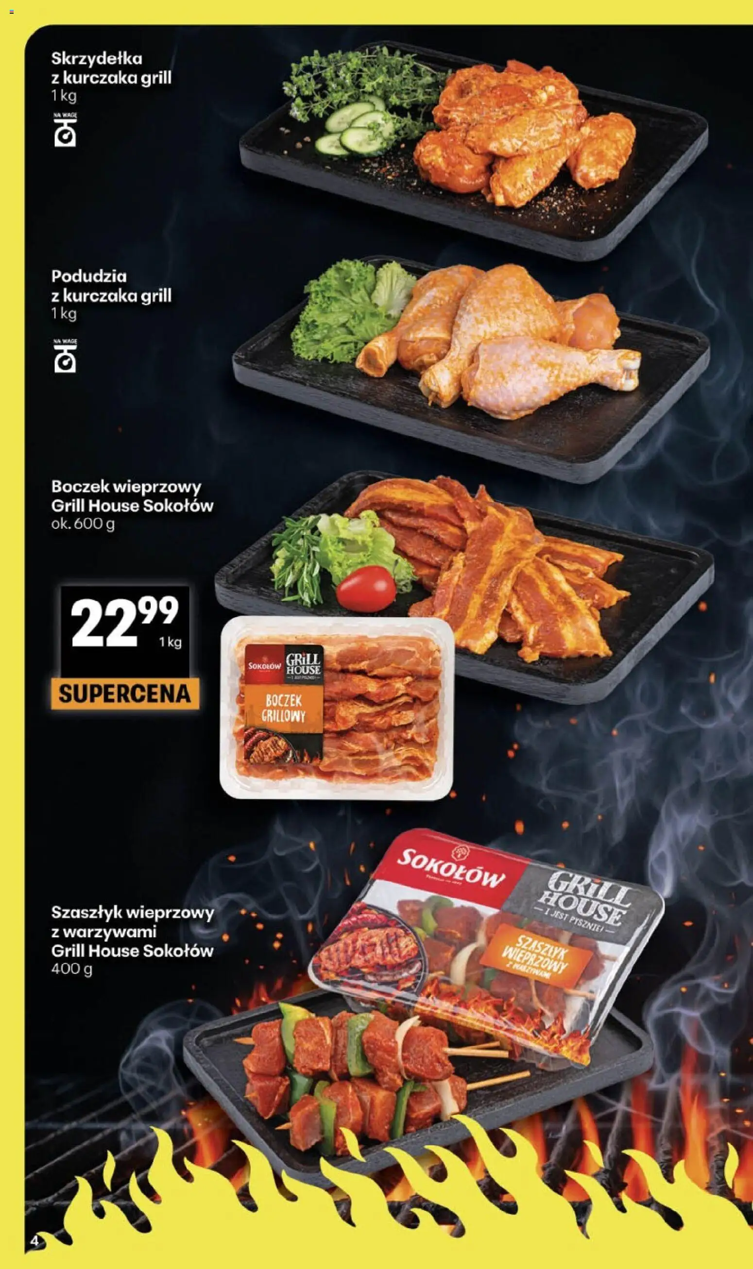 Delikatesy Centrum gazetka - Sklepy Własne od 16.04.2026 | Strona: 4 | Produkty: Skrzydełka z kurczaka, Boczek wieprzowy, Grill, Boczek