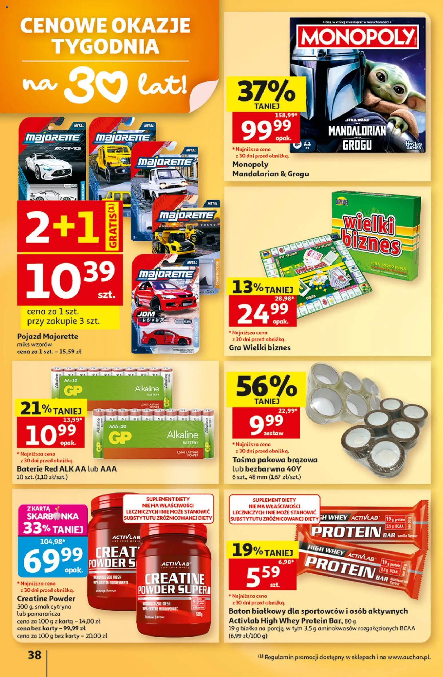 Auchan gazetka - 30 Lat Hipermarket od 03.09.2026 | Strona: 38 | Produkty: Karta, Gra, Baton białkowy, Baton