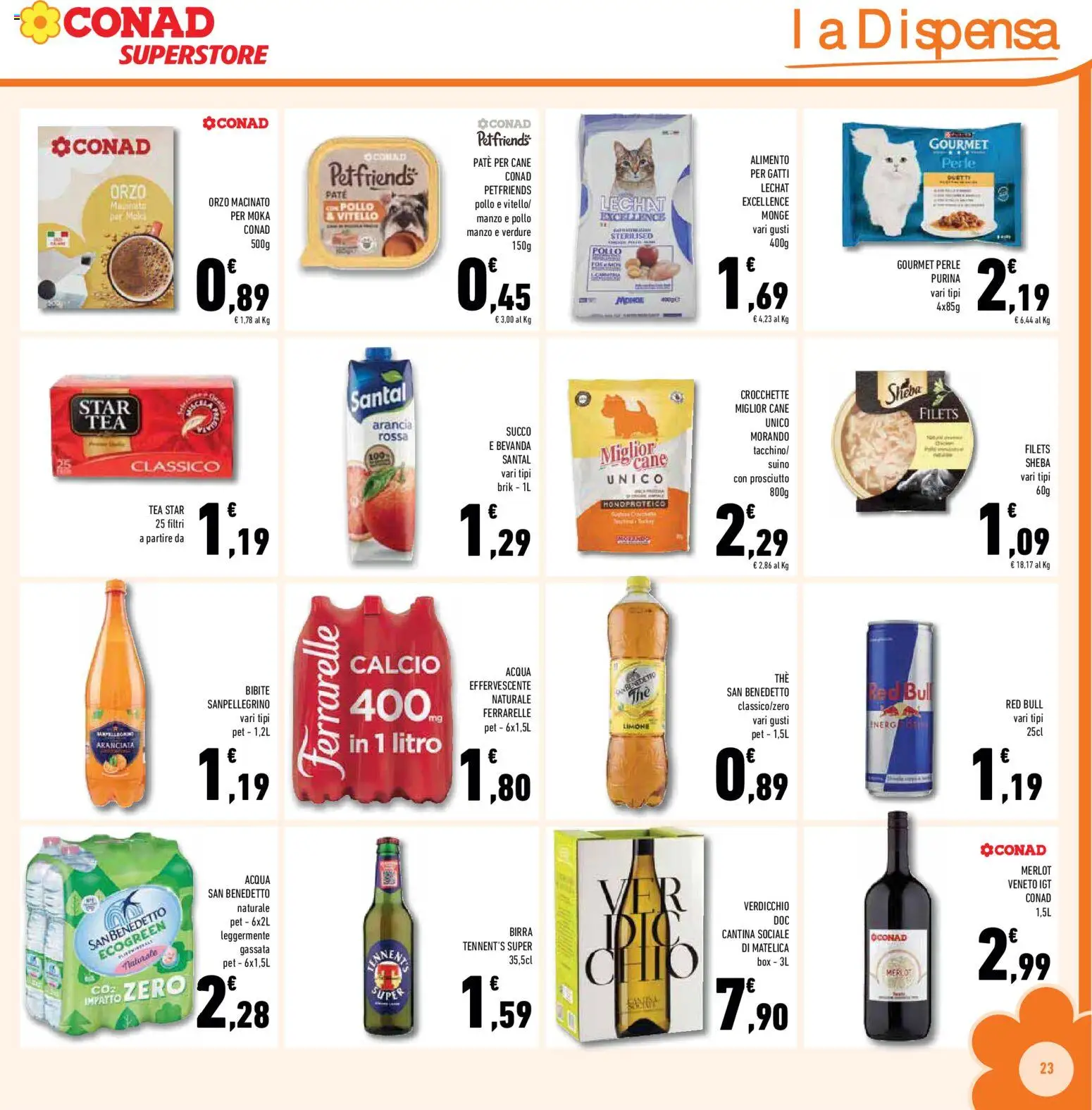 Volantino Conad del 21/10/2026 | Pagina: 23 | Prodotti: Tennent's, Paté, Manzo, Acqua