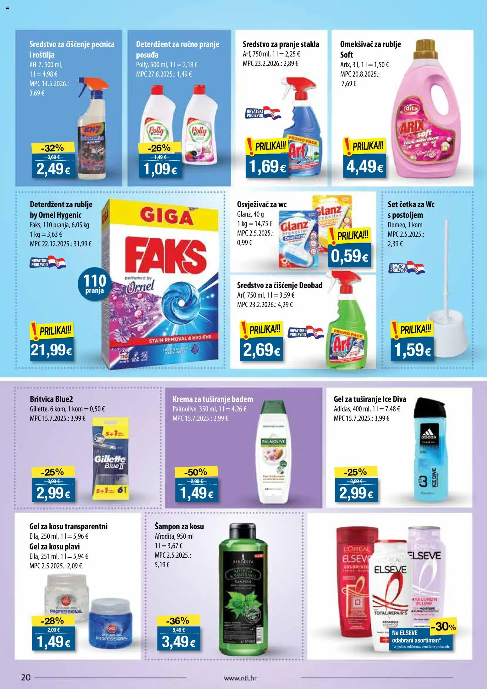 NTL katalog | vrijedi od 17.06.2026 | Stranica: 20 | Proizvodi: Faks, Gel za kosu, Omekšivač, Krema