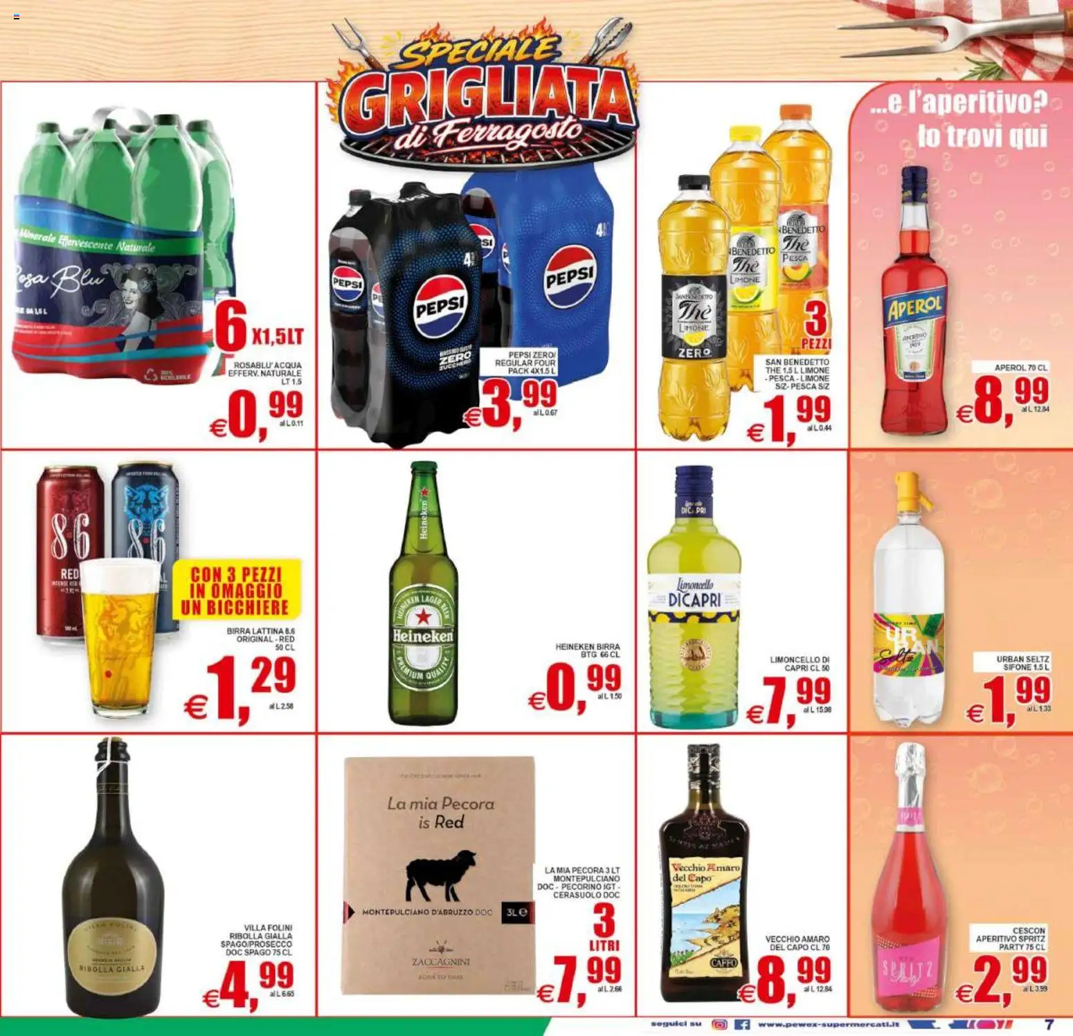 Volantino Pewex del 12/08/2026 | Pagina: 7 | Prodotti: Birra, Zucchero, Bicchiere, The