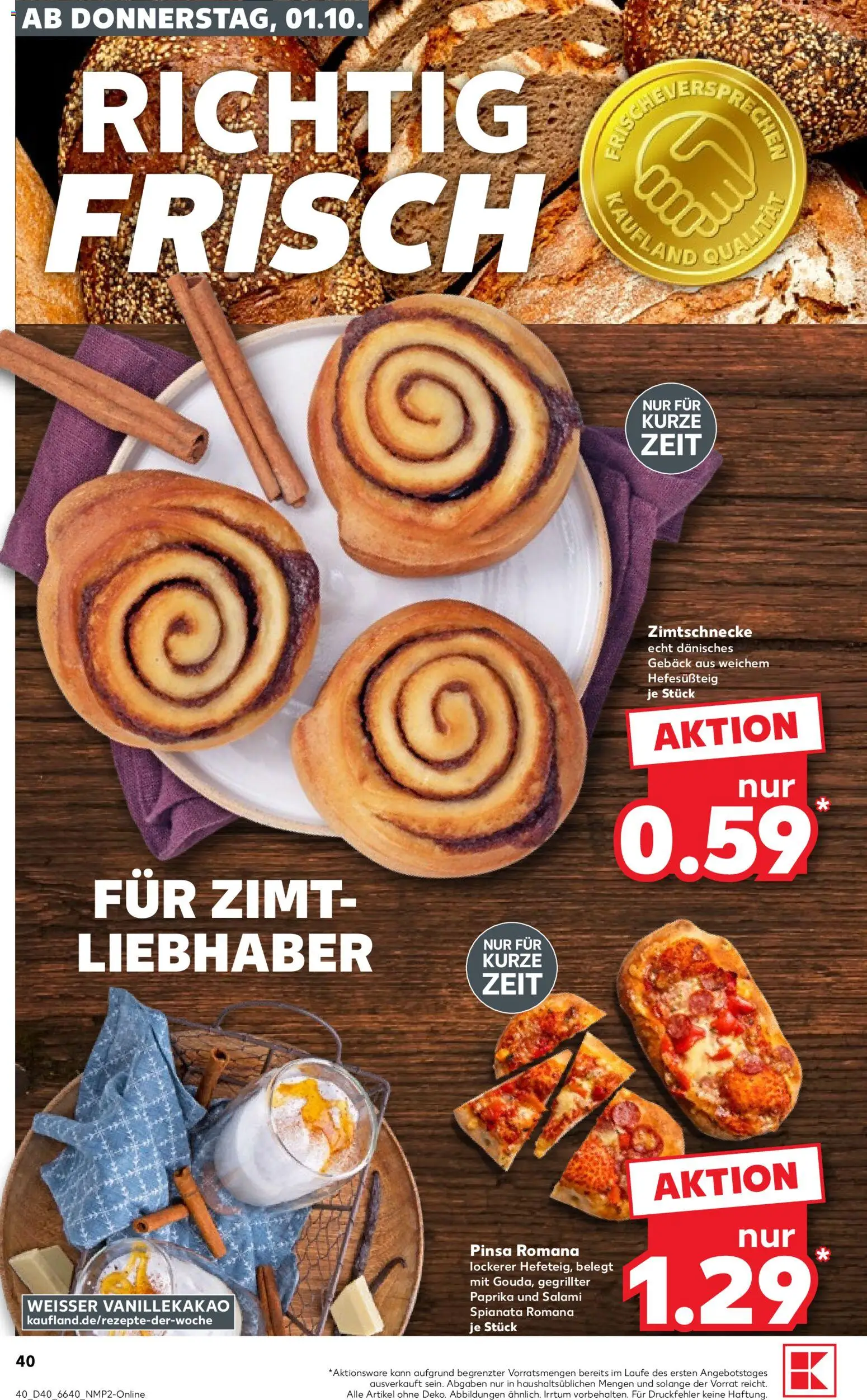 Kaufland Německo leták od 01.10.2026 | Strana: 40 | Produkty: Paprika, Pinsa