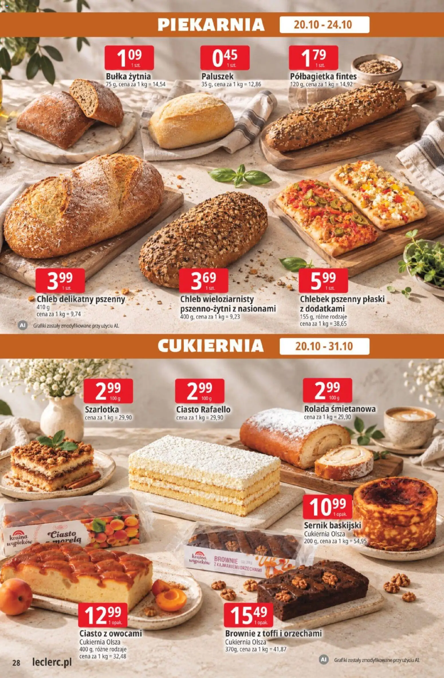 E.Leclerc gazetka od 20.10.2026 | Strona: 28 | Produkty: Rolada, Piekarnia, Bułka, Chleb