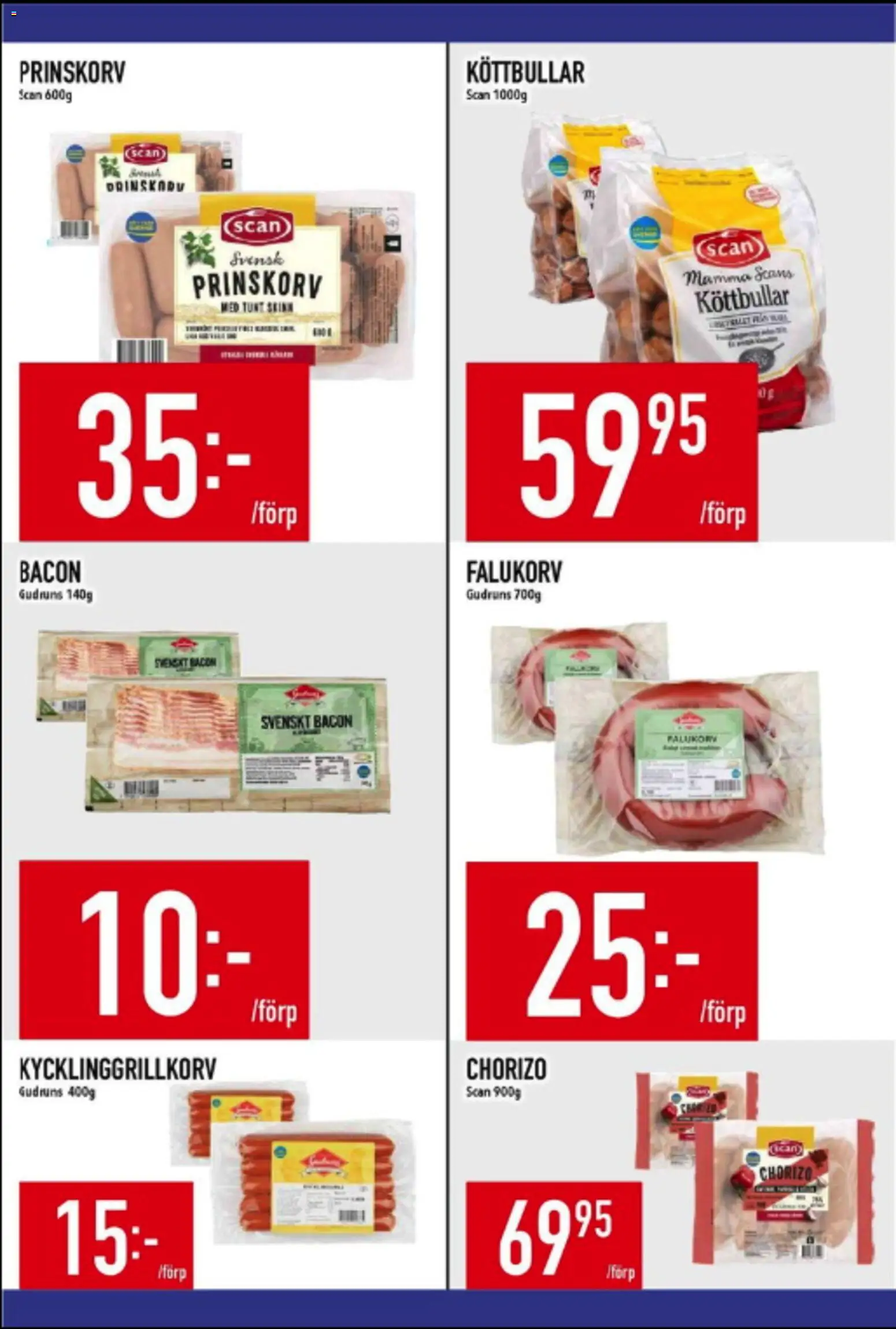 Matdax reklamblad aktuell från 15.06.2026 | Sida: 10 | Produkter: Köttbullar, Prinskorv, Bacon, Falukorv