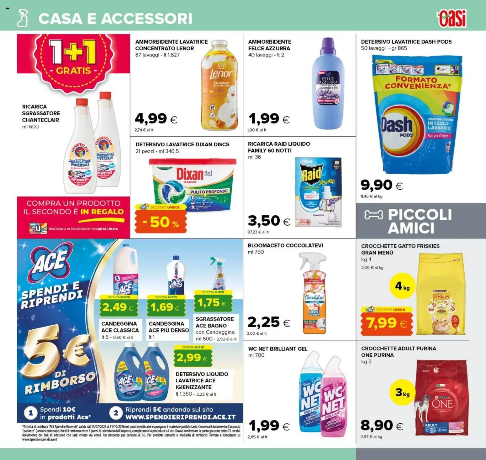 Volantino Oasi del 09/08/2026 | Pagina: 27 | Prodotti: Candeggina, Sgrassatore, Crocchette, Bagno