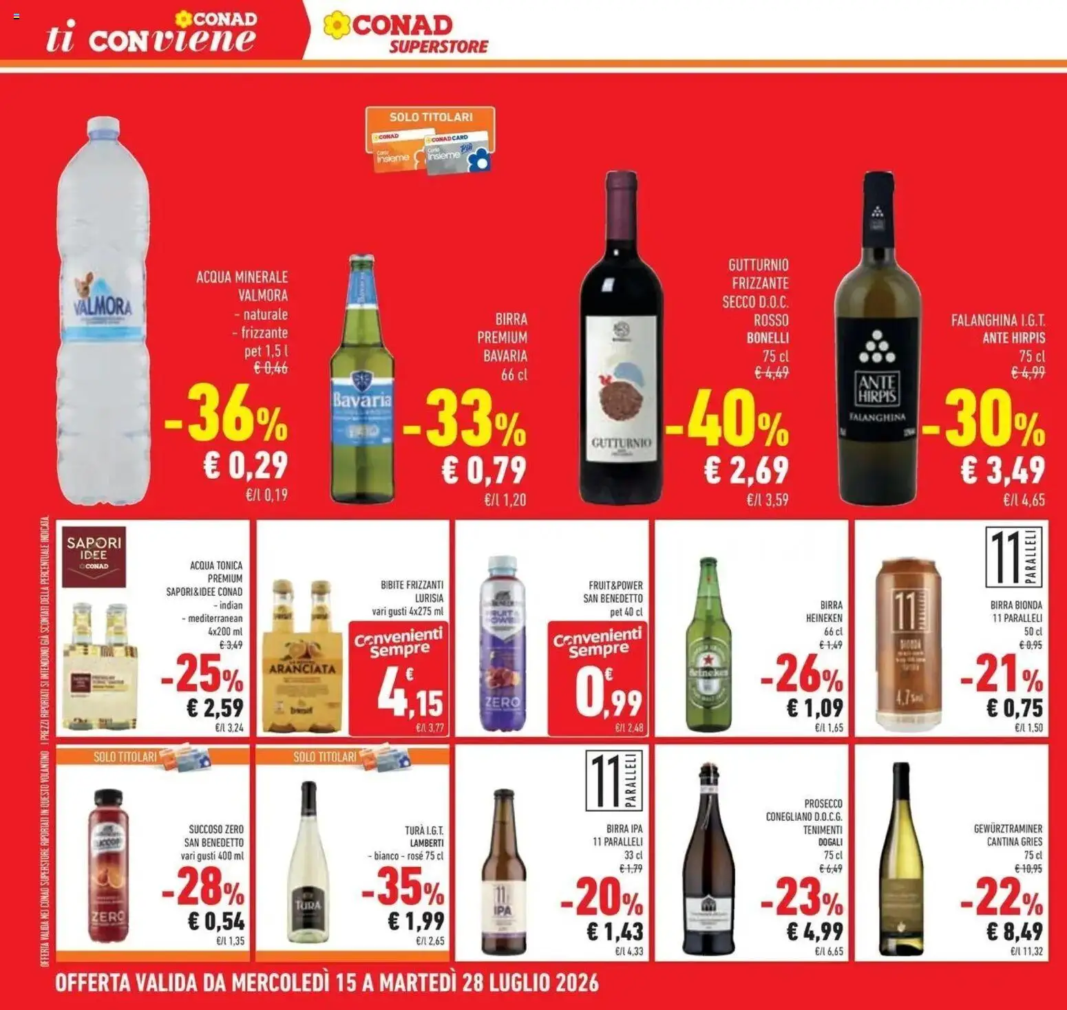 Volantino Conad del 14/07/2026 | Pagina: 24 | Prodotti: Birra, Acqua tonica, Acqua, Acqua minerale