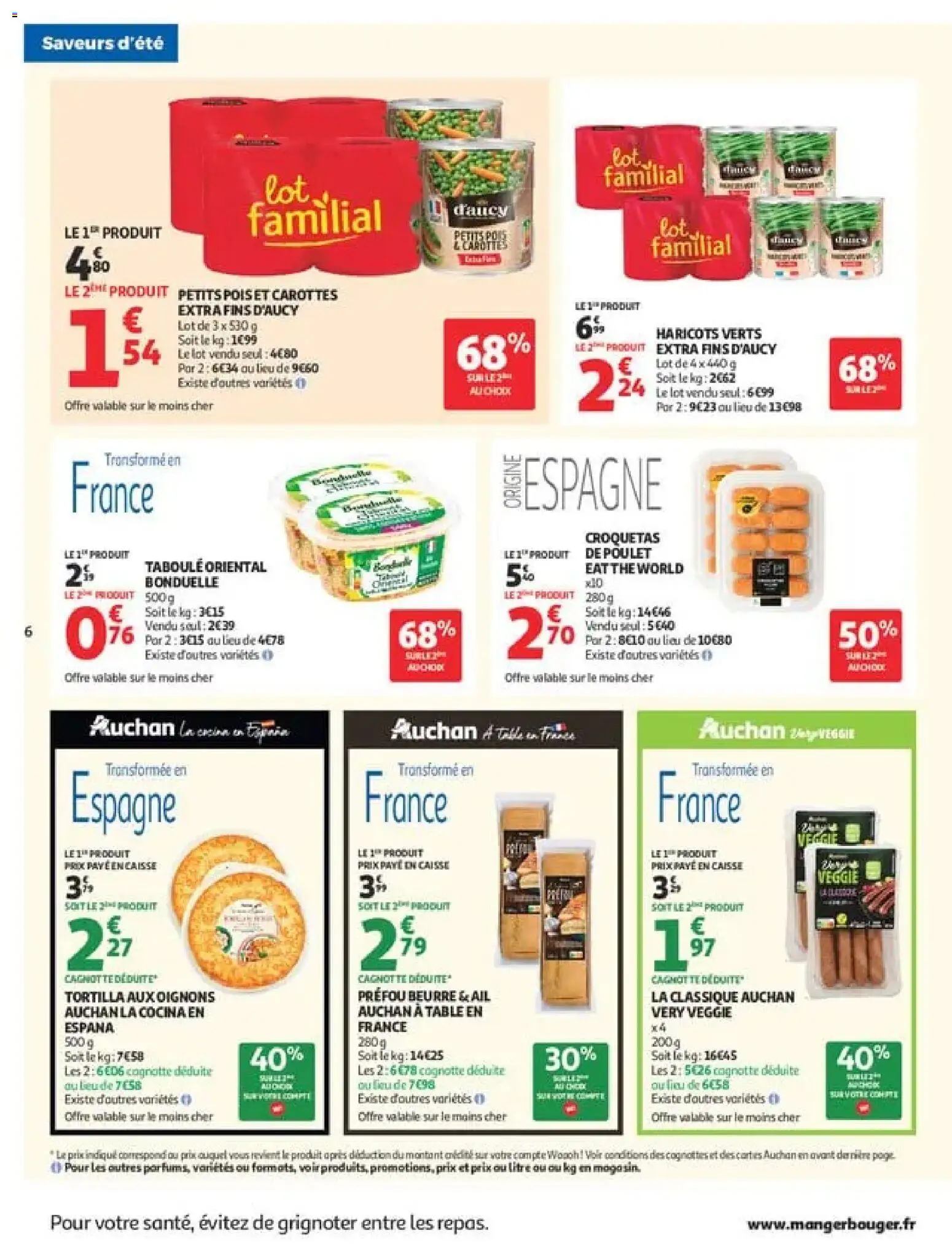 {H1} | Page: 6 | Produits: Croquettes, Tortilla, Carottes, Poulet